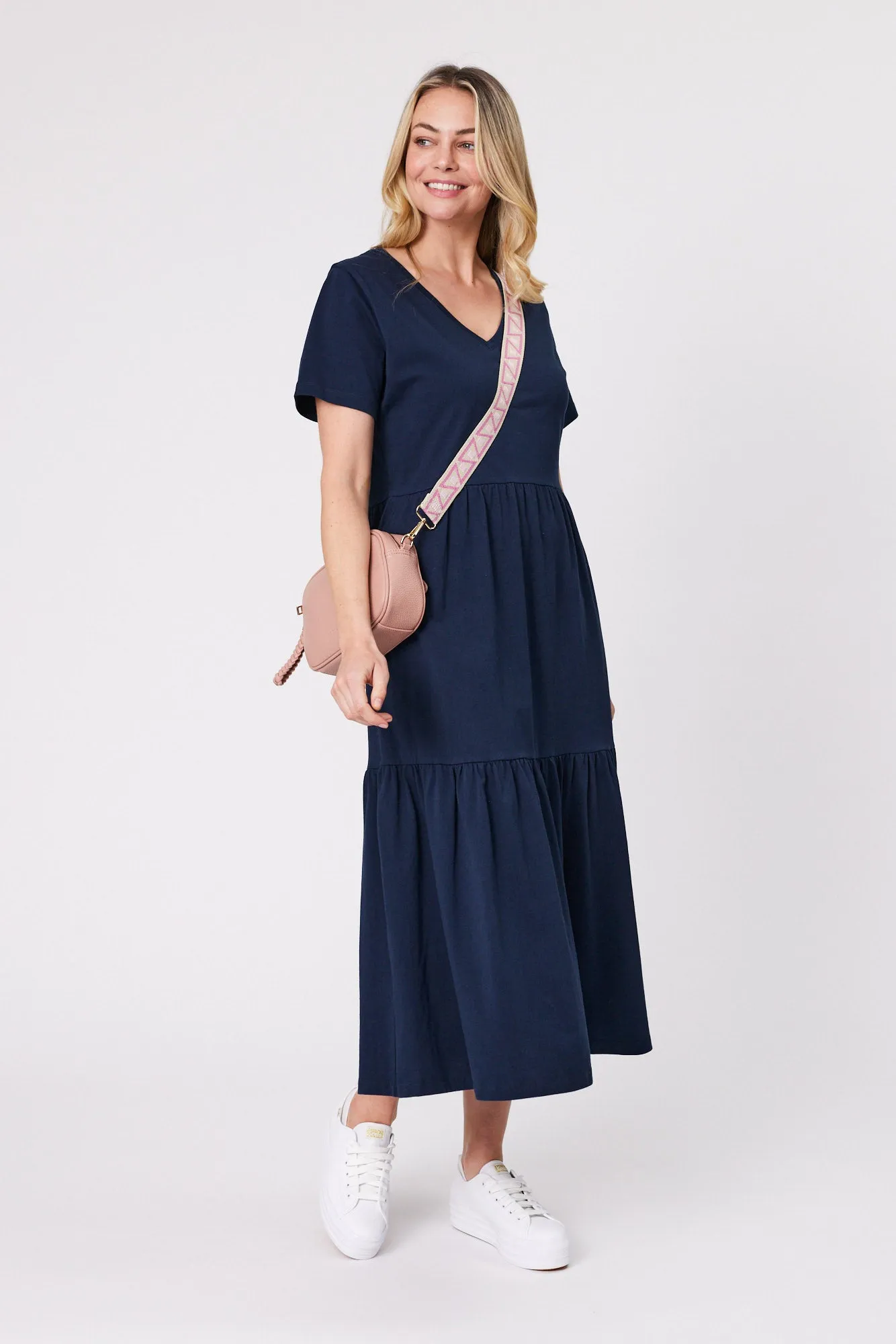 Shine On Essentials Tiered Midi Dress Navy sold by Shine On product image thumbnail 3