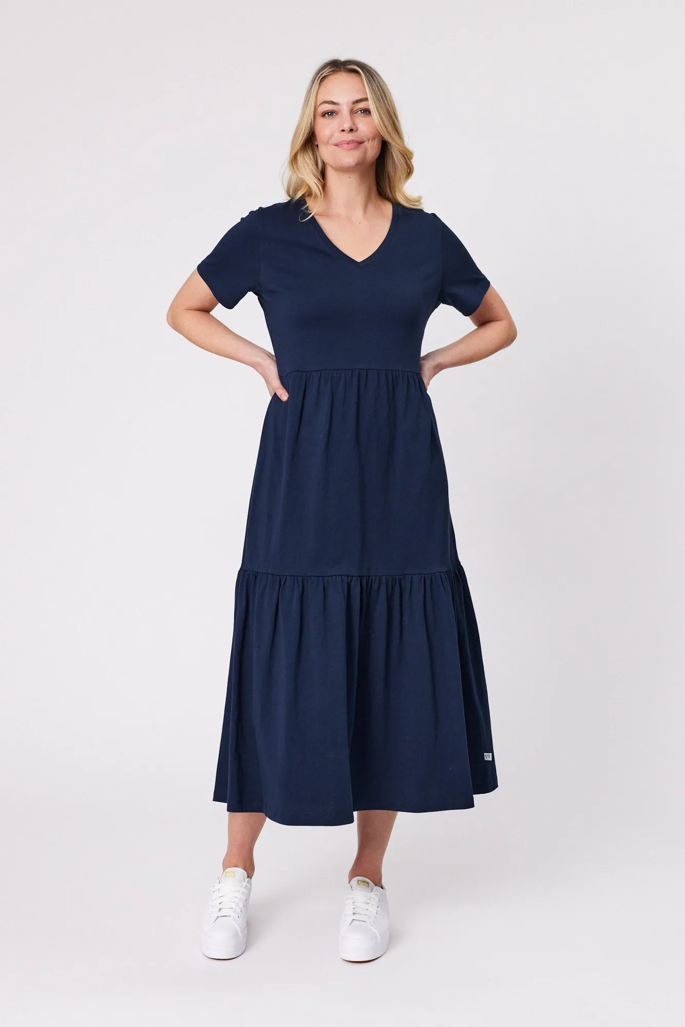 Shine On Essentials Tiered Midi Dress Navy sold by Shine On product image thumbnail 2
