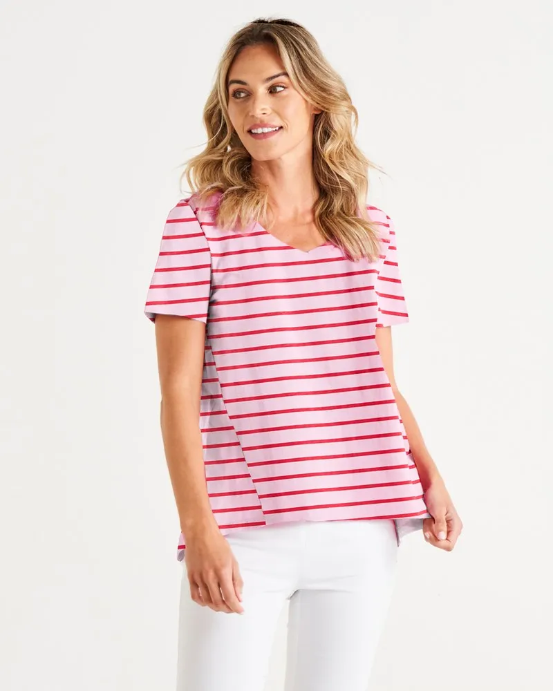 Betty Basics Luella Tee Cherry Blossom Stripe sold by Shine On