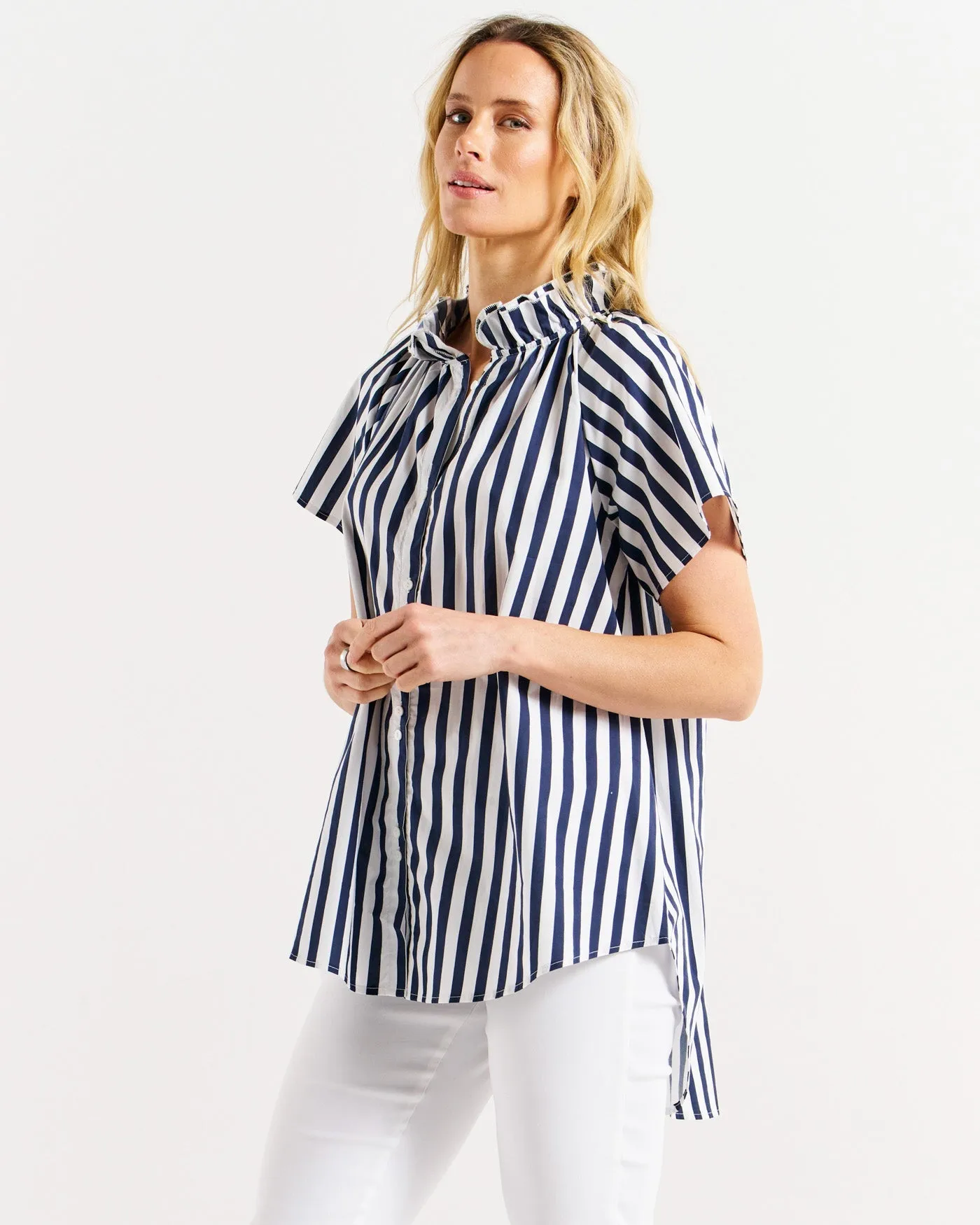 Betty Basics Caspian Blouse Blue/White Stripe sold by Shine On product image thumbnail 4