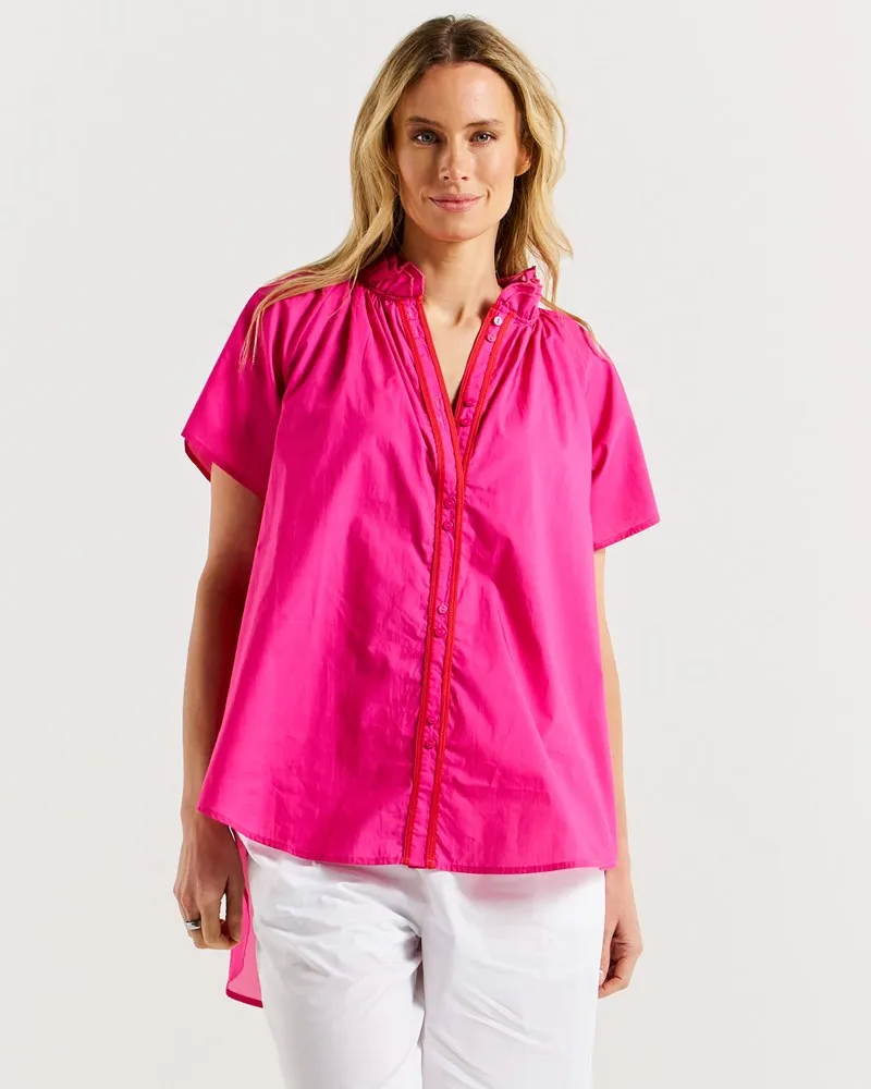 Betty Basics Caspian Blouse Pink/Red Tipping sold by Shine On product image thumbnail 2