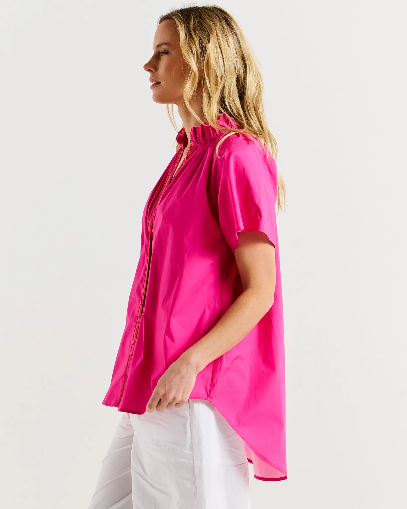 Betty Basics Caspian Blouse Pink/Red Tipping sold by Shine On product image thumbnail 5