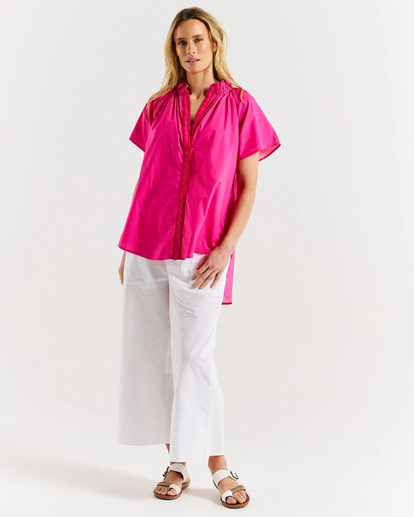 Betty Basics Caspian Blouse Pink/Red Tipping sold by Shine On product image thumbnail 4