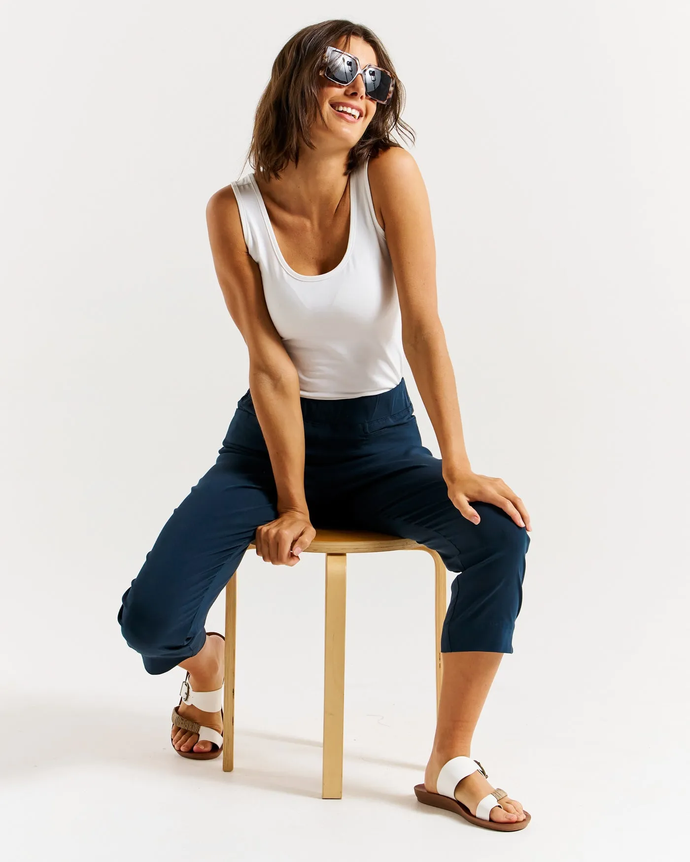 Betty Basics Crop Bengaline Pant Navy sold by Shine On product image thumbnail 4