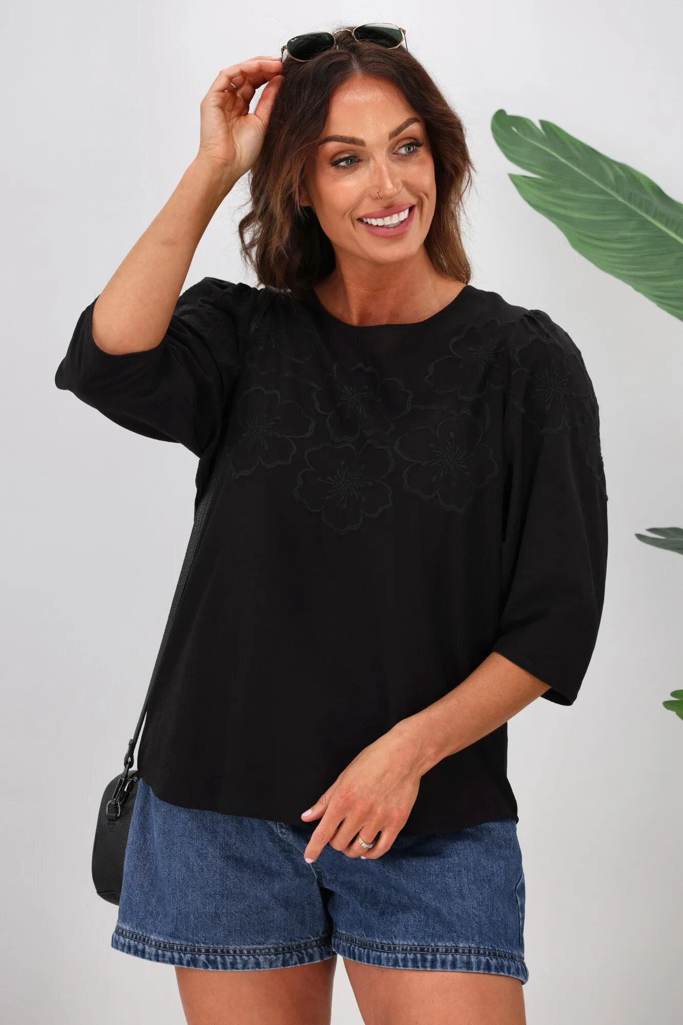 Shine On Label Lana Embroidered Top Black sold by Shine On product image thumbnail 2