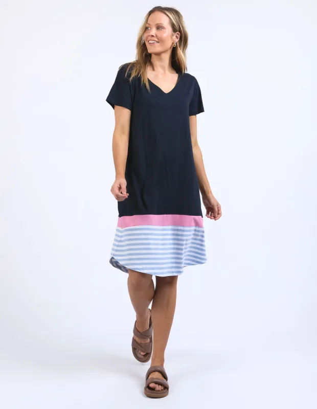 Elm Draw The Line Tee Dress Navy/Blue And White Stripe sold by Shine On