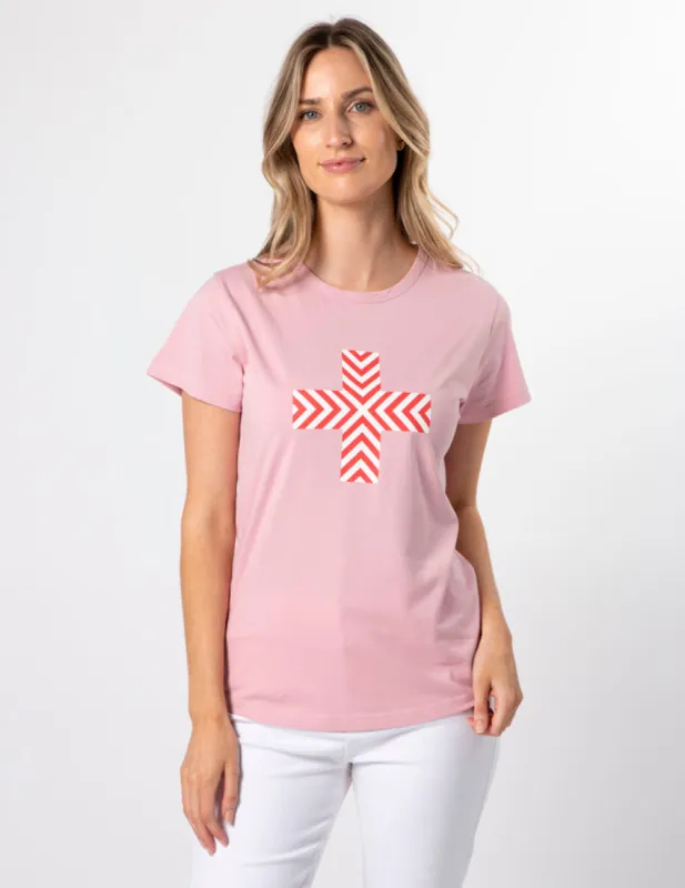 Stella + Gemma T-Shirt Blush Red Chevron Cross sold by Shine On