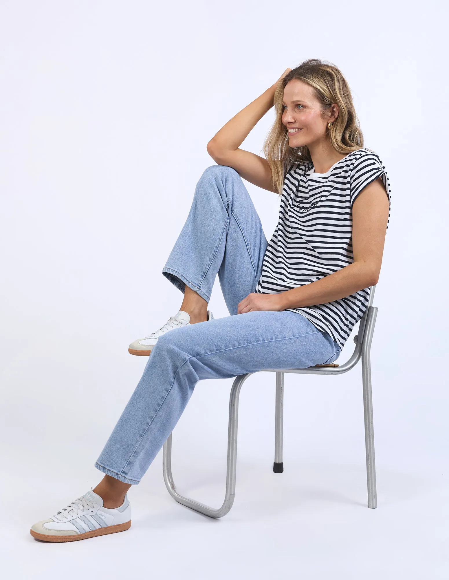 Foxwood Signature Stripe Tee Dark Sapphire/White Stripe sold by Shine On product image thumbnail 4