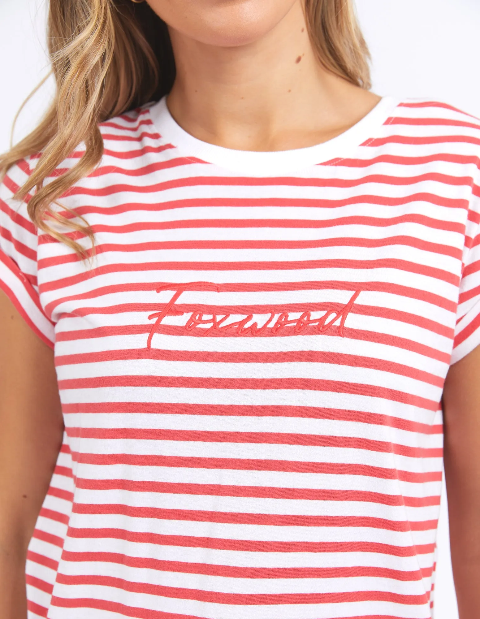 Foxwood Signature Stripe Tee Cayenne & White Stripe sold by Shine On product image thumbnail 4