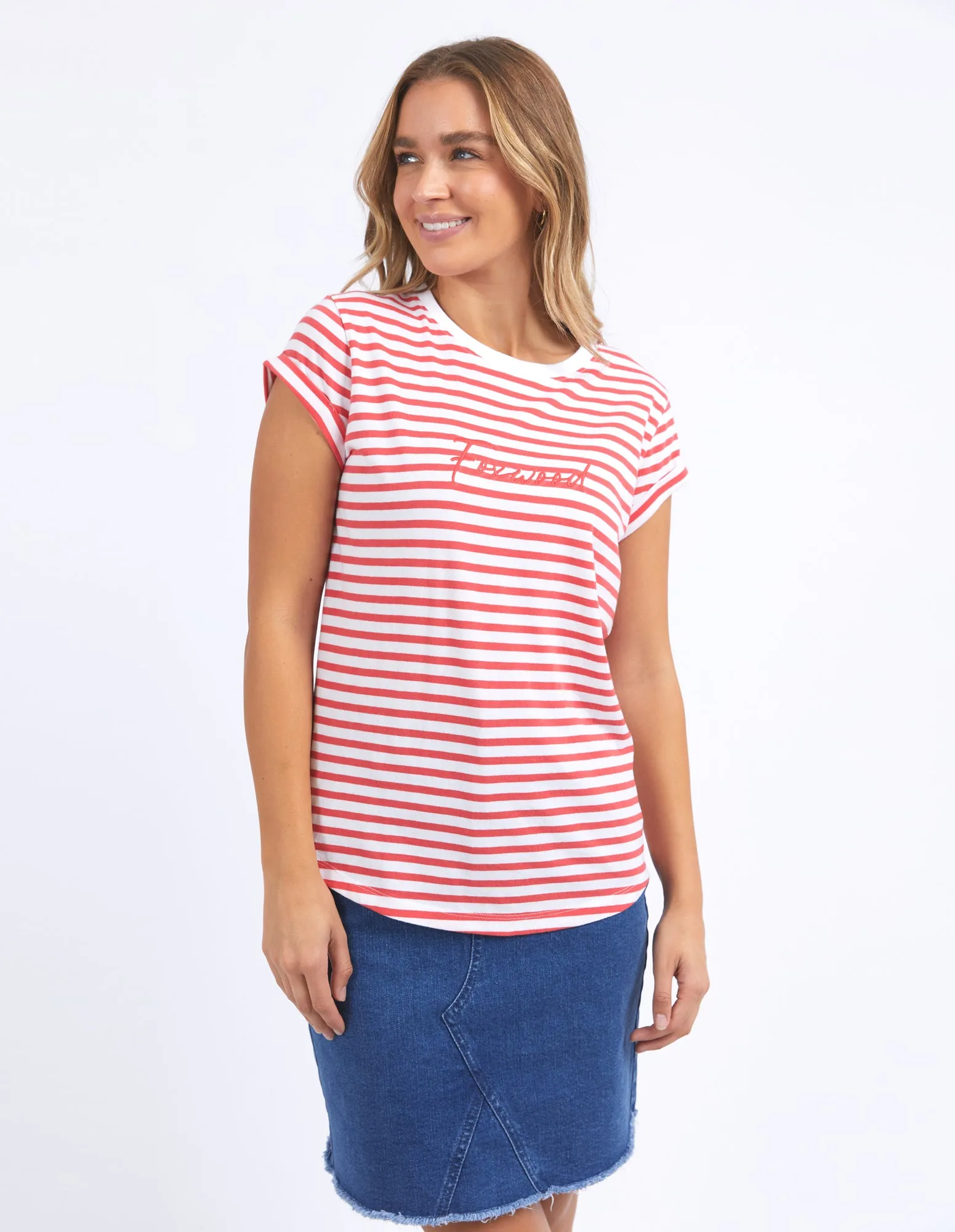 Foxwood Signature Stripe Tee Cayenne & White Stripe sold by Shine On product image thumbnail 3