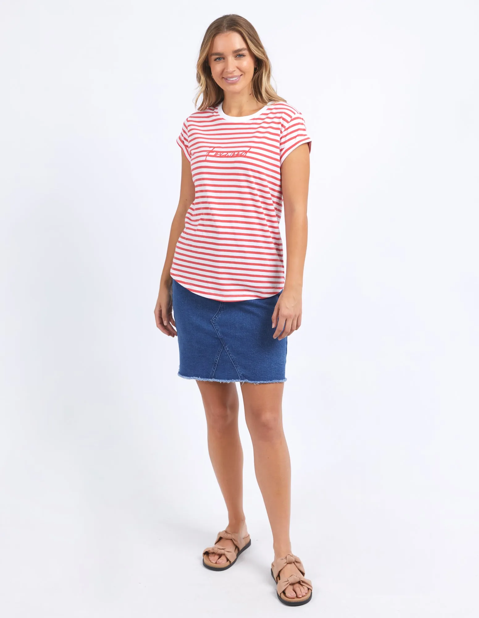 Foxwood Signature Stripe Tee Cayenne & White Stripe sold by Shine On product image thumbnail 5