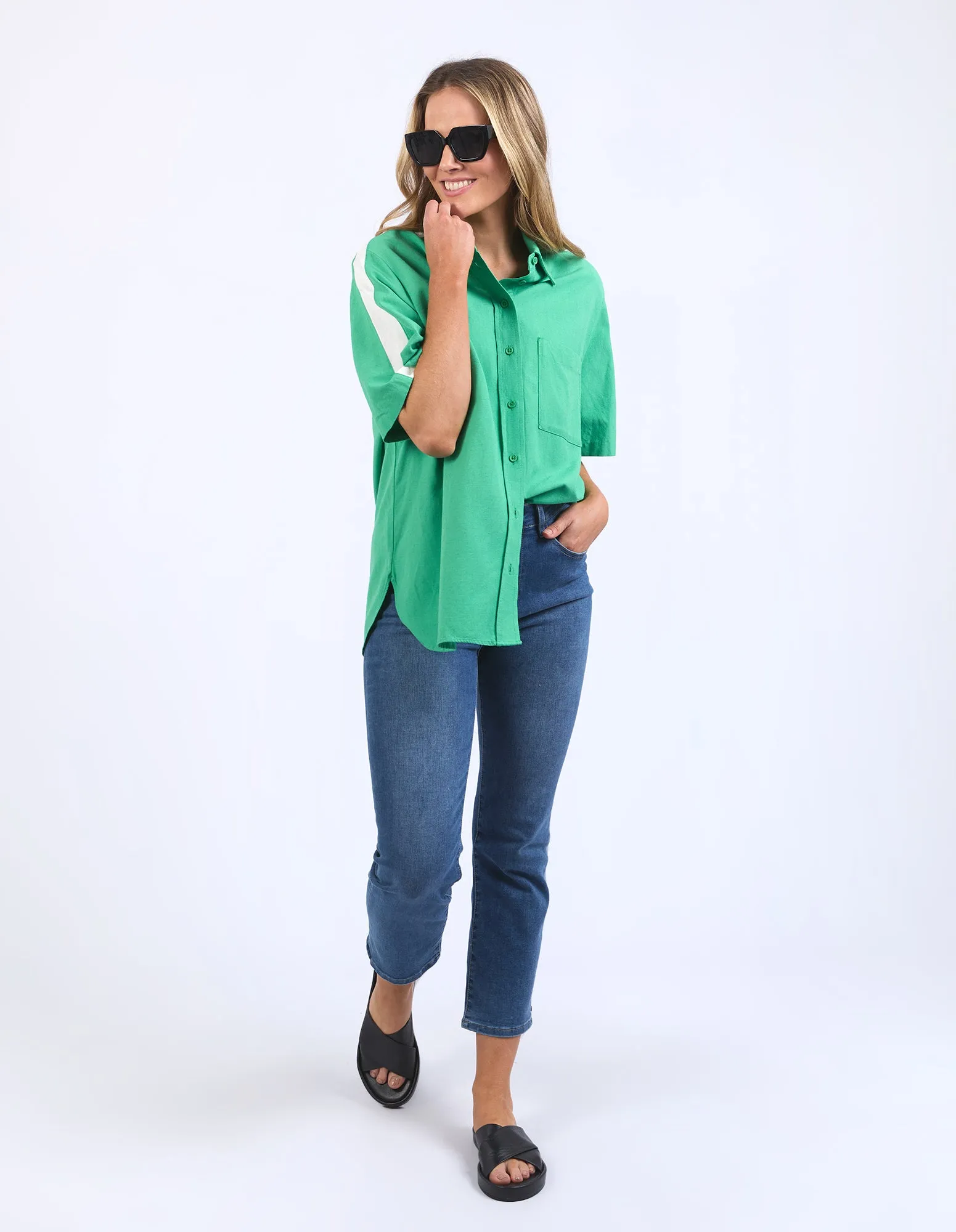 Elm Frances Stripe Shirt Greenbriar Marshmallow Stripe sold by Shine On product image thumbnail 4