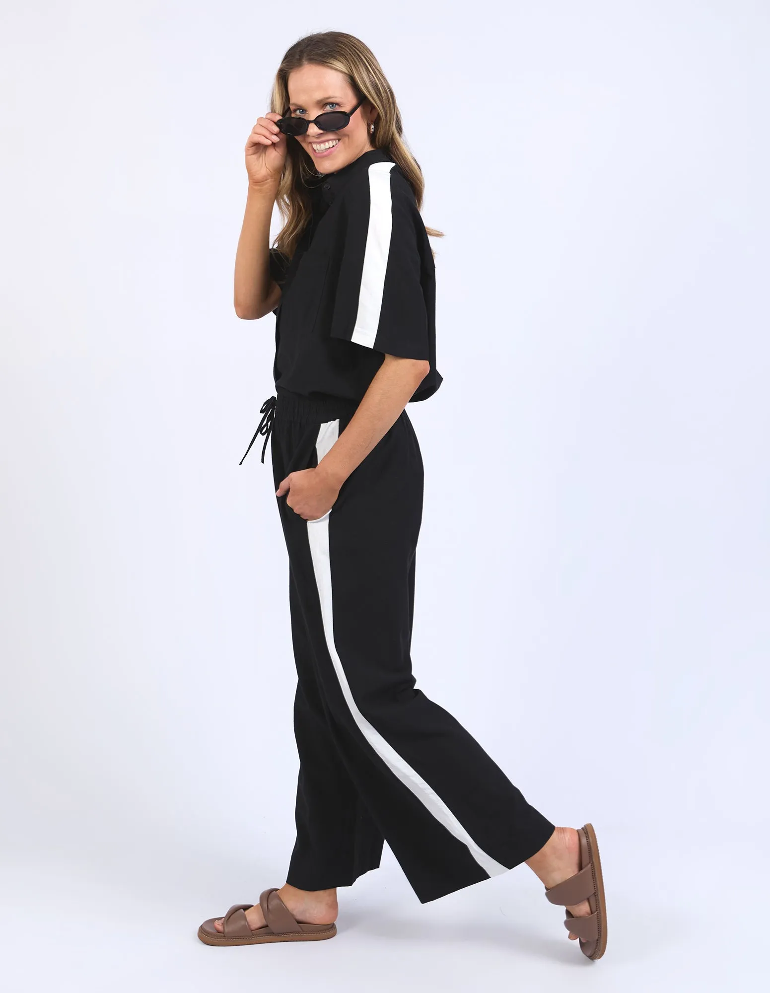 Elm Frances Stripe Pant Black Marshmellow Stripe sold by Shine On