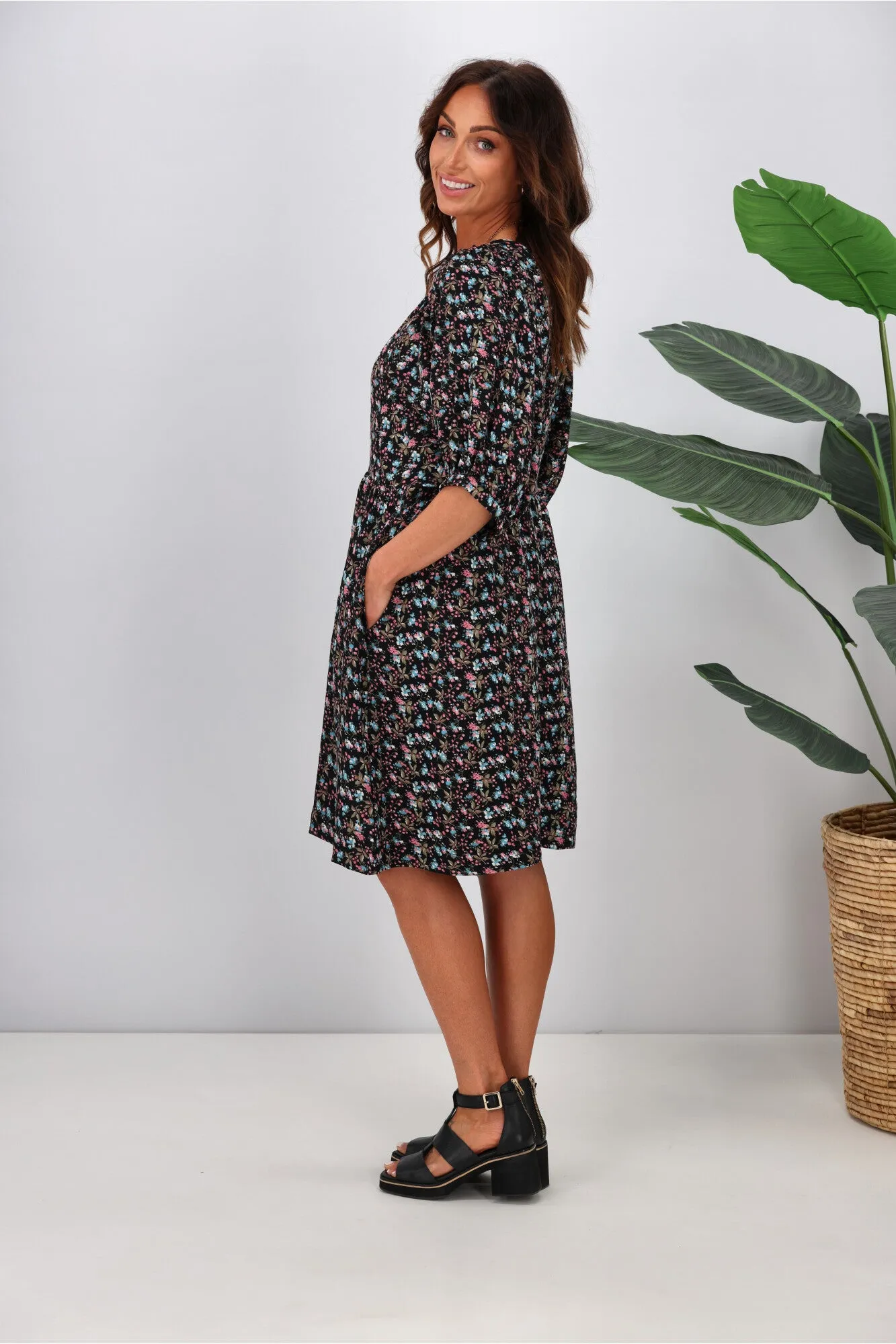 Shine On Label Nova Puff Sleeve Dress Black Ditsy sold by Shine On product image thumbnail 5