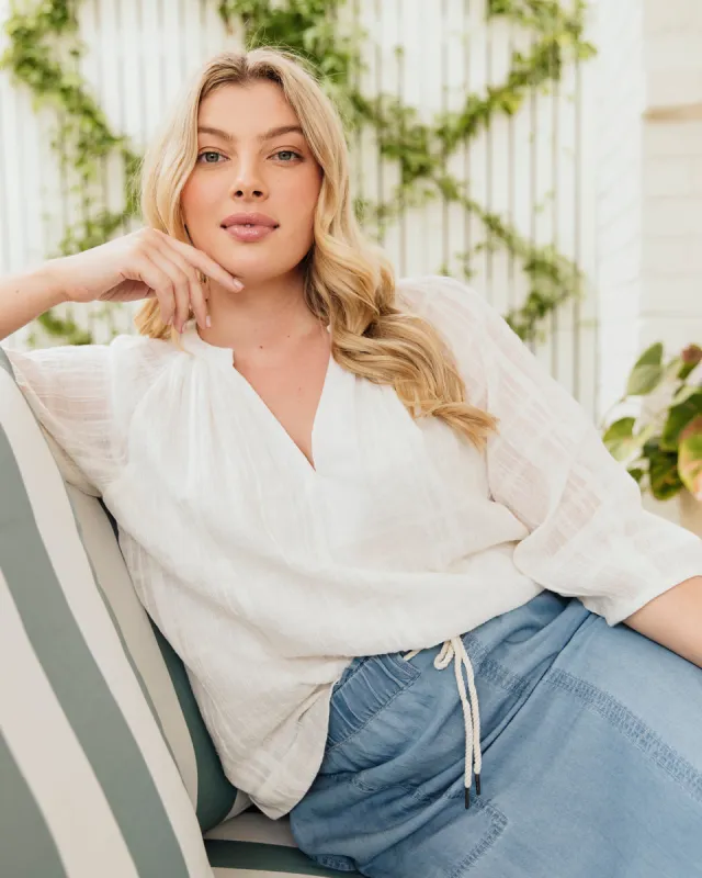 Elm Isabella Blouse Marshmallow sold by Shine On