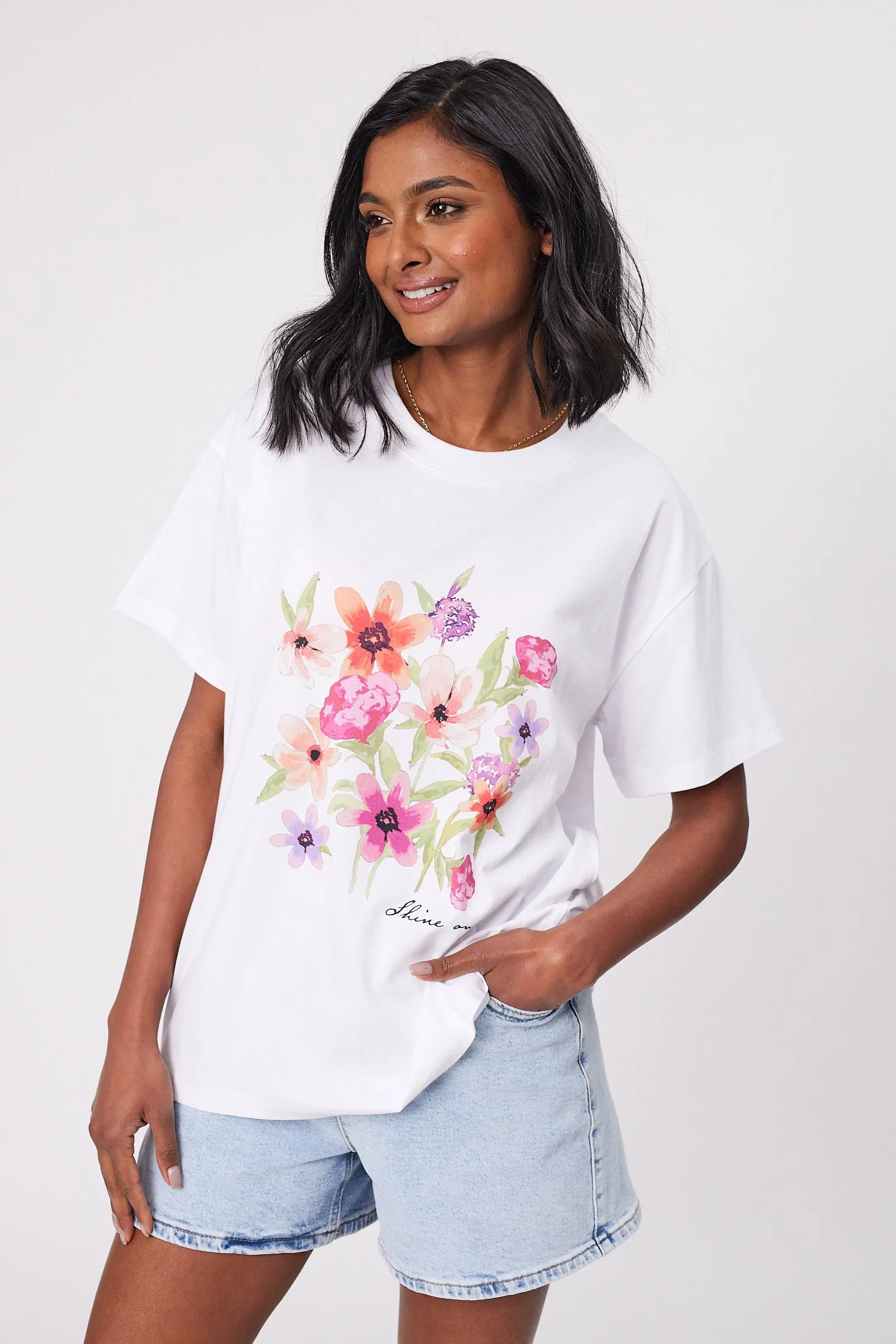 Shine On Label Floral Fantasy Tee White sold by Shine On product image thumbnail 3