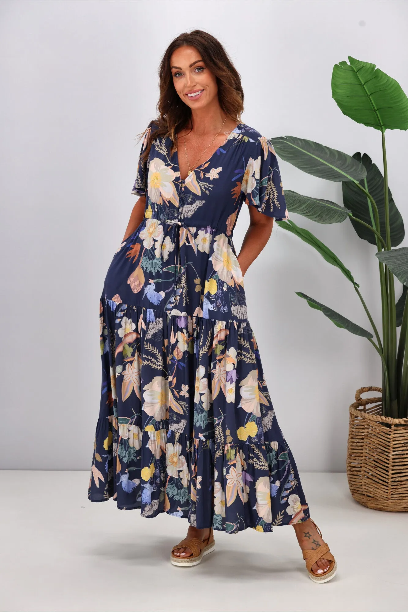 Fria Enchanted Forest Maxi Dress Navy sold by Shine On product image thumbnail 4