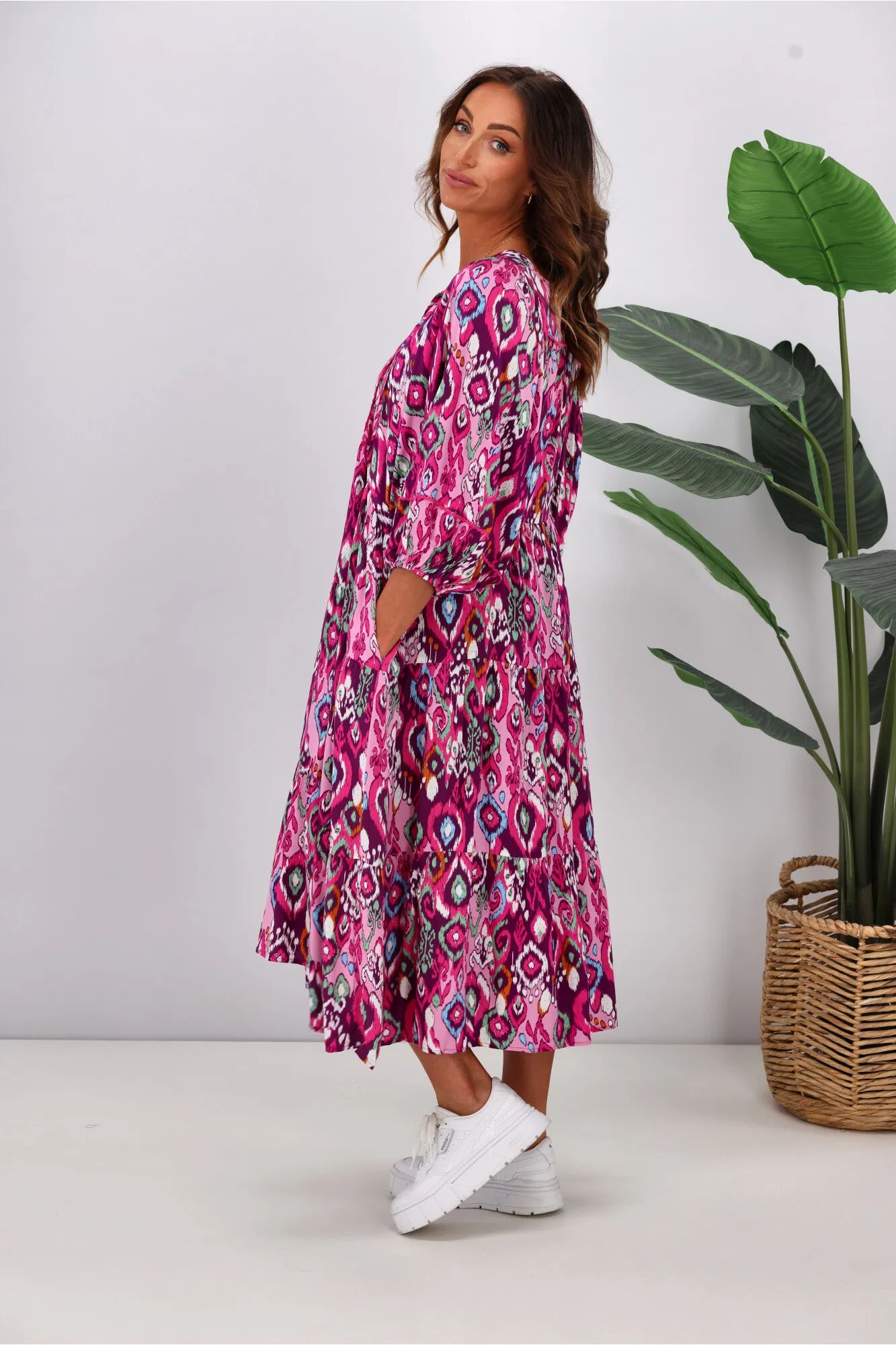 Sunday Boho Marina Dress Pink Aztec sold by Shine On product image thumbnail 5