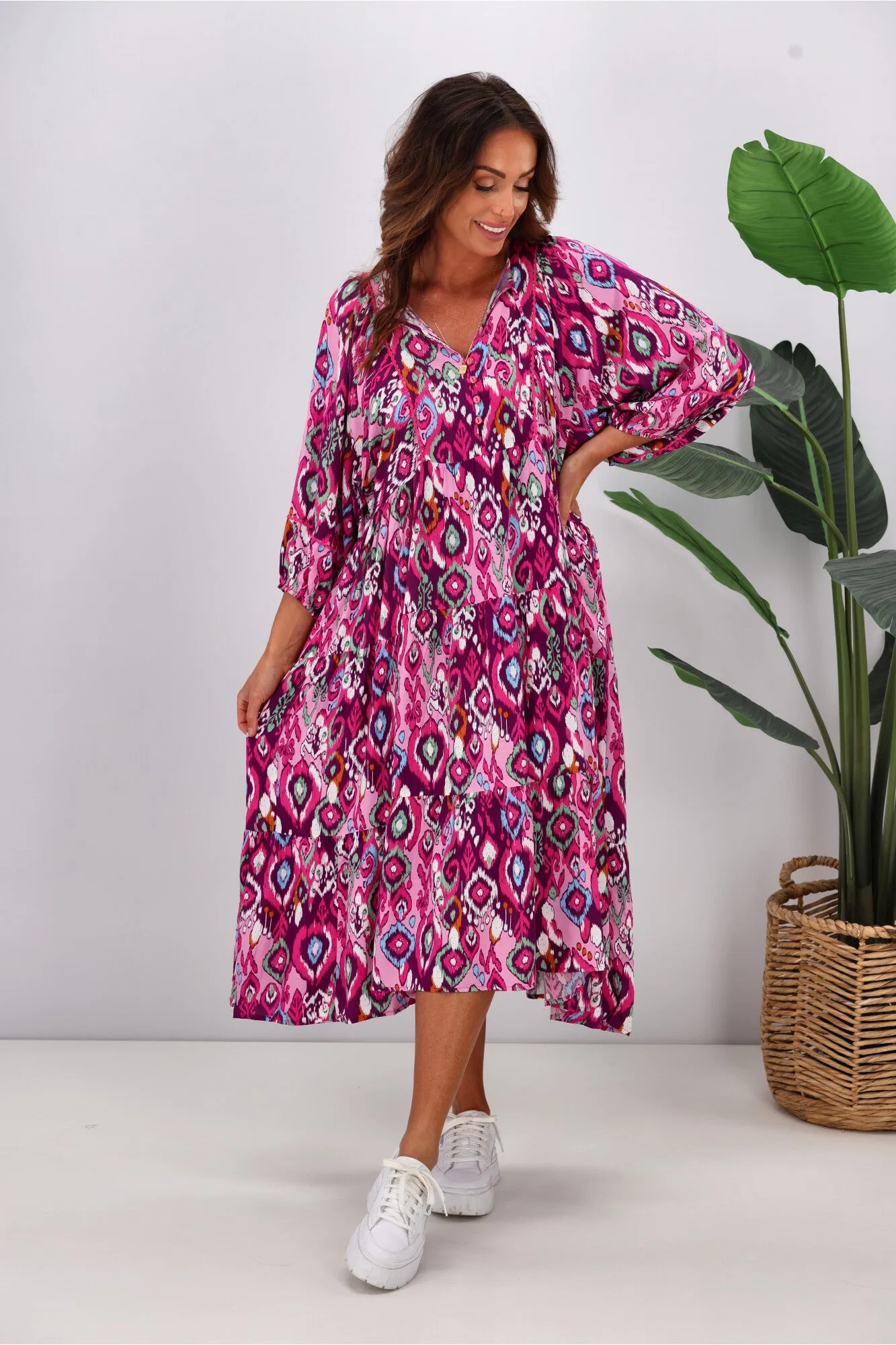 Sunday Boho Marina Dress Pink Aztec sold by Shine On product image thumbnail 4