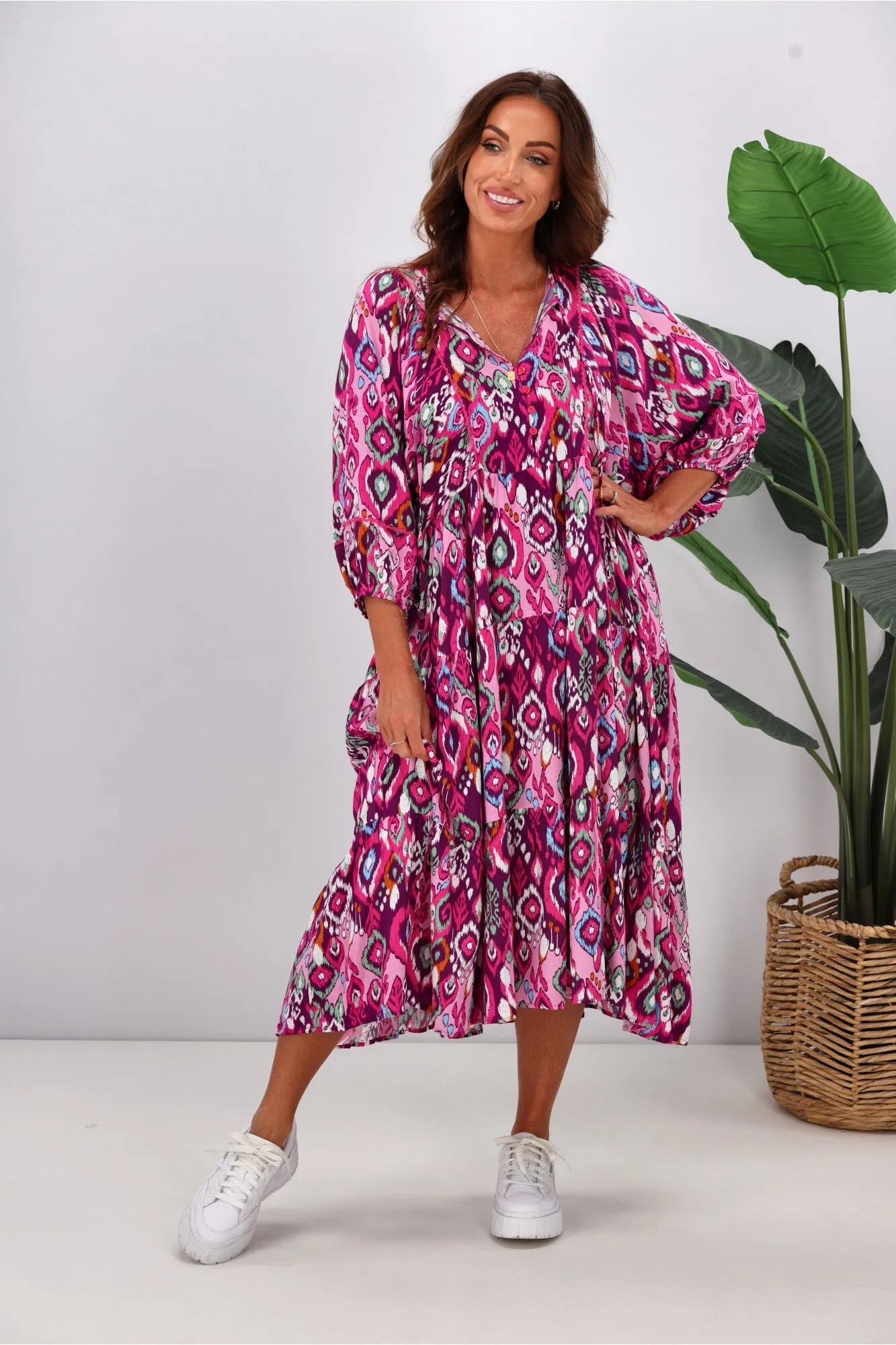 Sunday Boho Marina Dress Pink Aztec sold by Shine On product image thumbnail 3