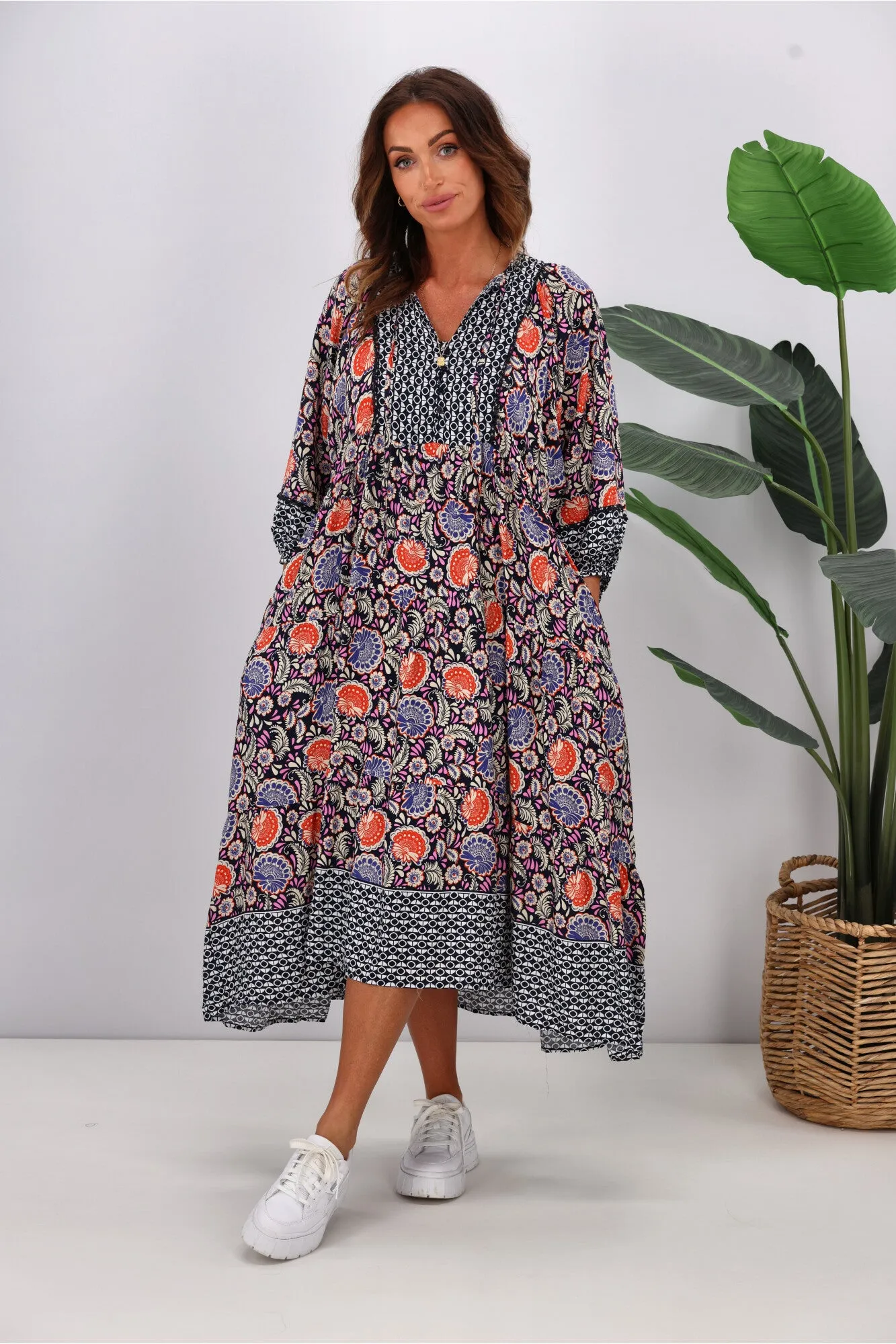 Sunday Boho Abigail Dress Navy Aztec Paisley sold by Shine On product image thumbnail 4