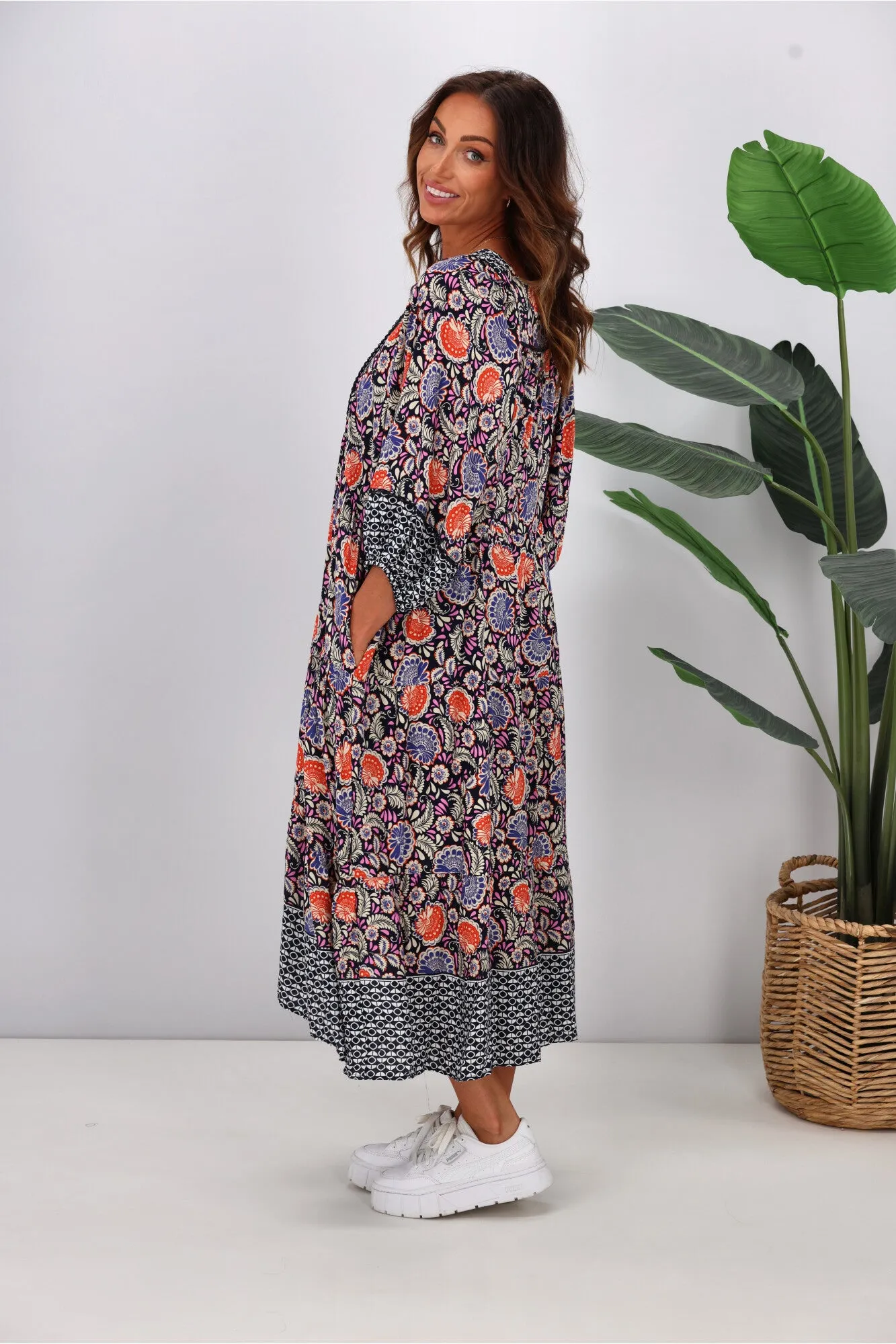 Sunday Boho Abigail Dress Navy Aztec Paisley sold by Shine On product image thumbnail 5