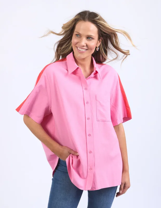 Elm Frances Stripe Shirt Strawberry Pink Bittersweet Red Stripe sold by Shine On