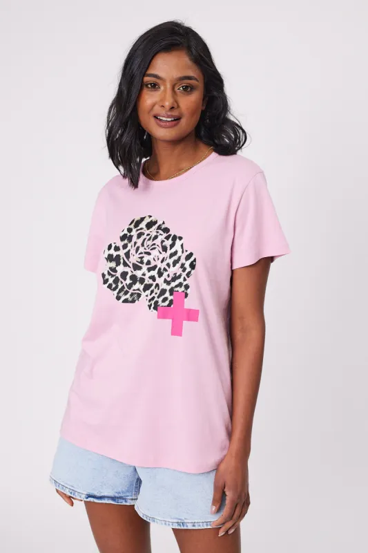 Stella + Gemma T-Shirt Pink With Leopard Rose sold by Shine On