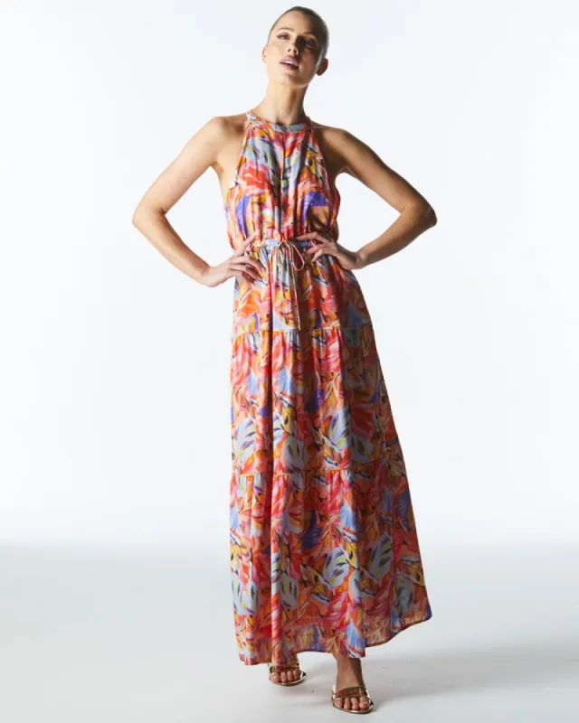Fate Midsummer Halter Maxi Dress Sunset Palm sold by Shine On