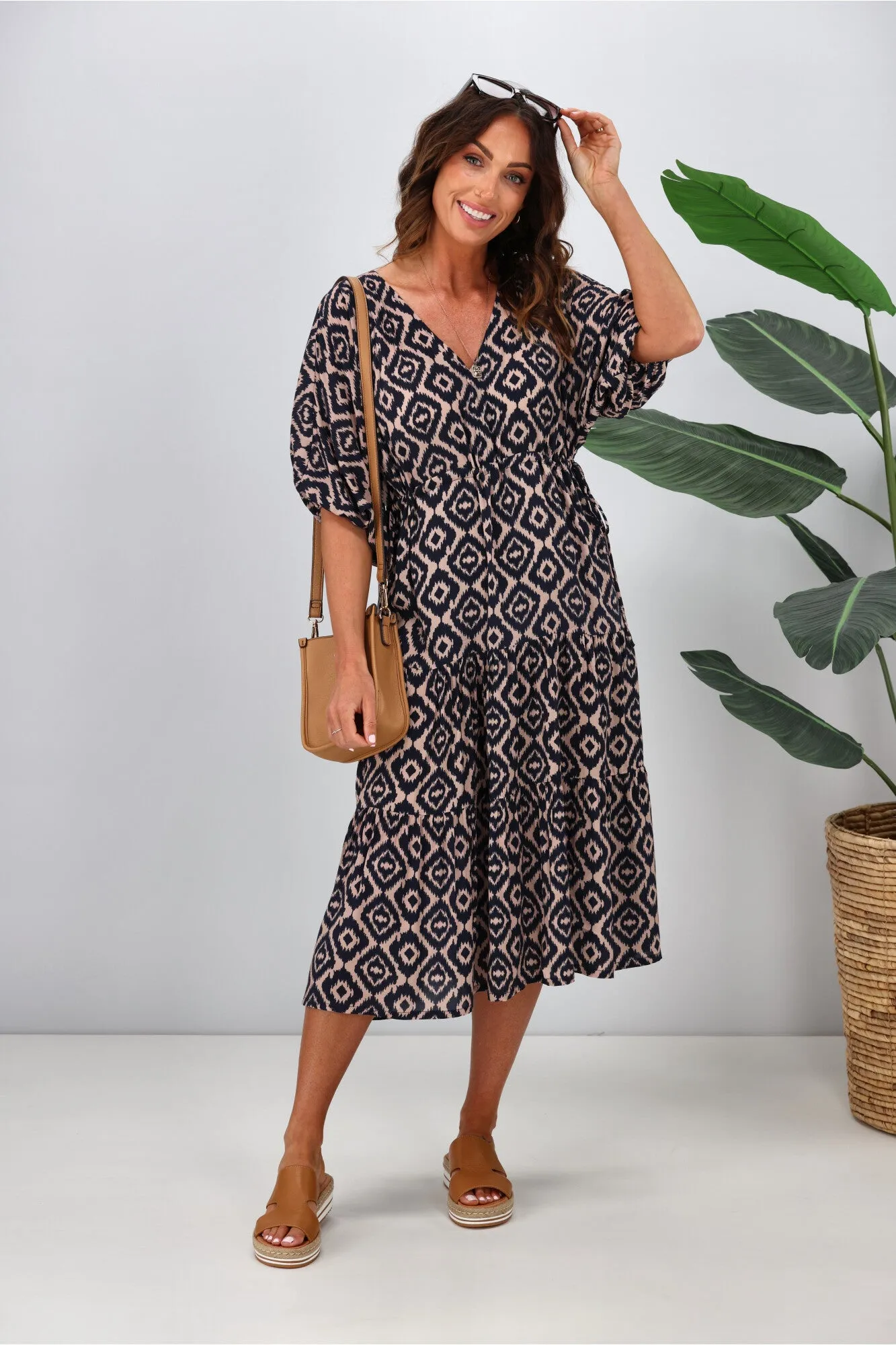 Gloss by Shine On Anna Maxi Tier Dress Midnight Natural Diamond Print sold by Shine On product image thumbnail 3