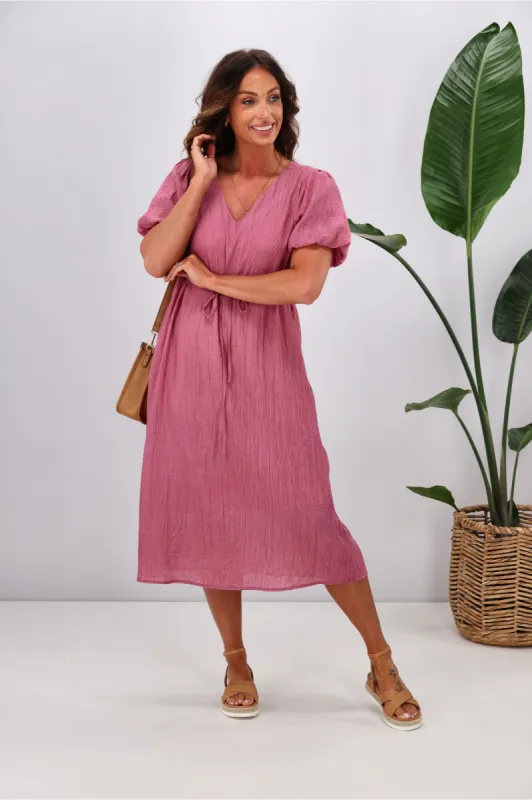 Gloss by Shine On Magnolia V Neck Dress Rose sold by Shine On