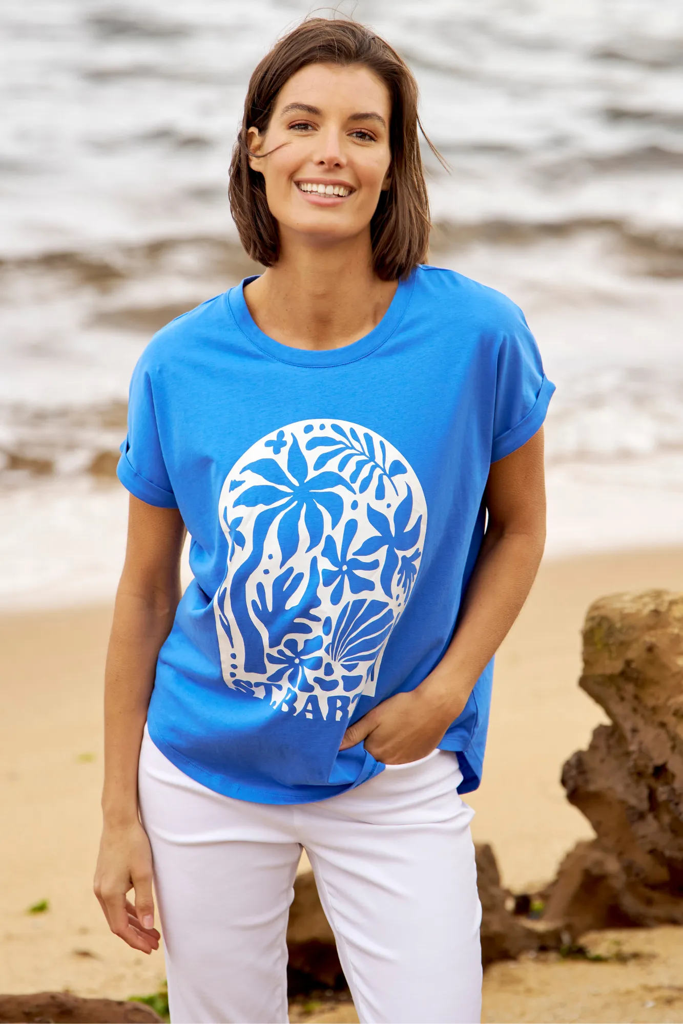 Betty Basics Hailey Short Sleeve Tee St. Palms Print sold by Shine On product image thumbnail 2