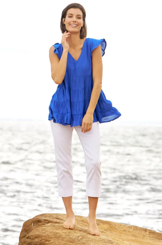 Betty Basics Danica Frill Top Cobalt Blue sold by Shine On