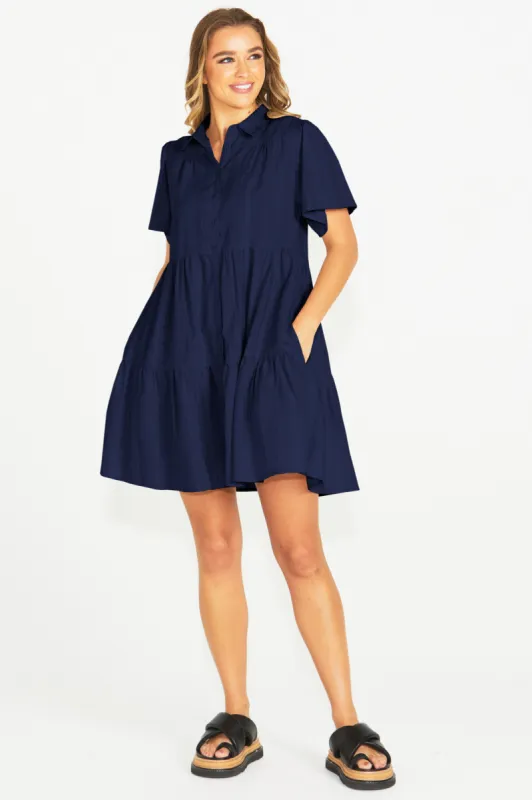Sass Odell Dress Navy Stripe sold by Shine On