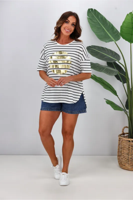 Elm Gleaming Stripe Tee White sold by Shine On