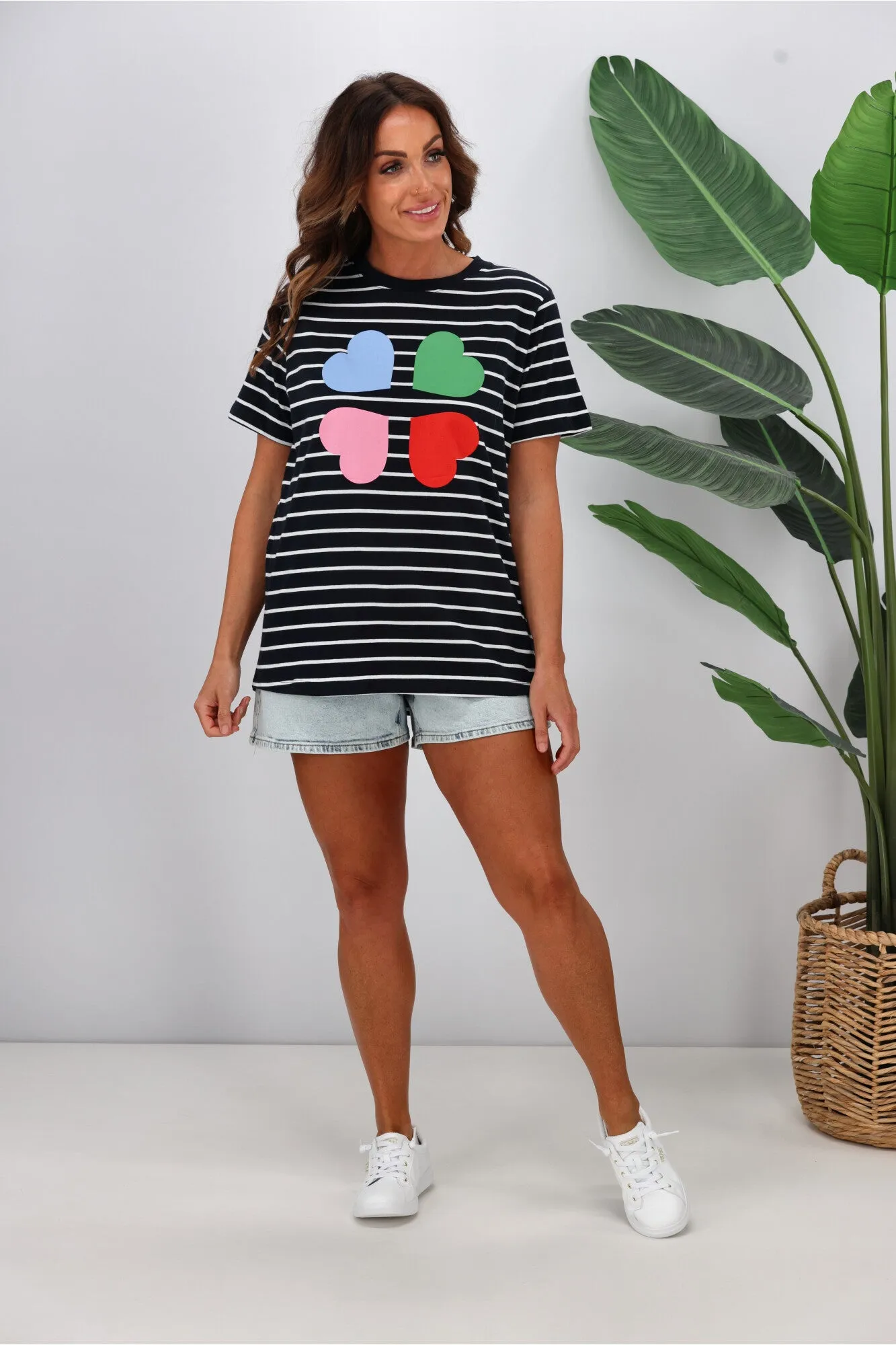 Elm Quarter Heart Stripe Tee Navy White Stripe sold by Shine On product image thumbnail 2