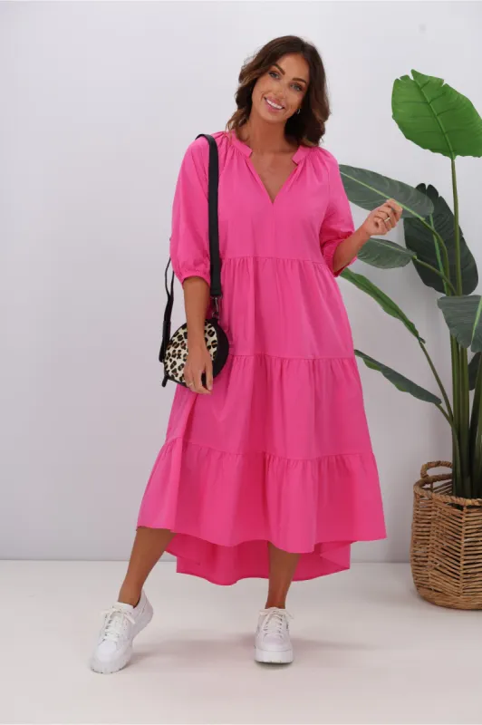 Sunday Boho Harlow Hi Low Dress Pink sold by Shine On