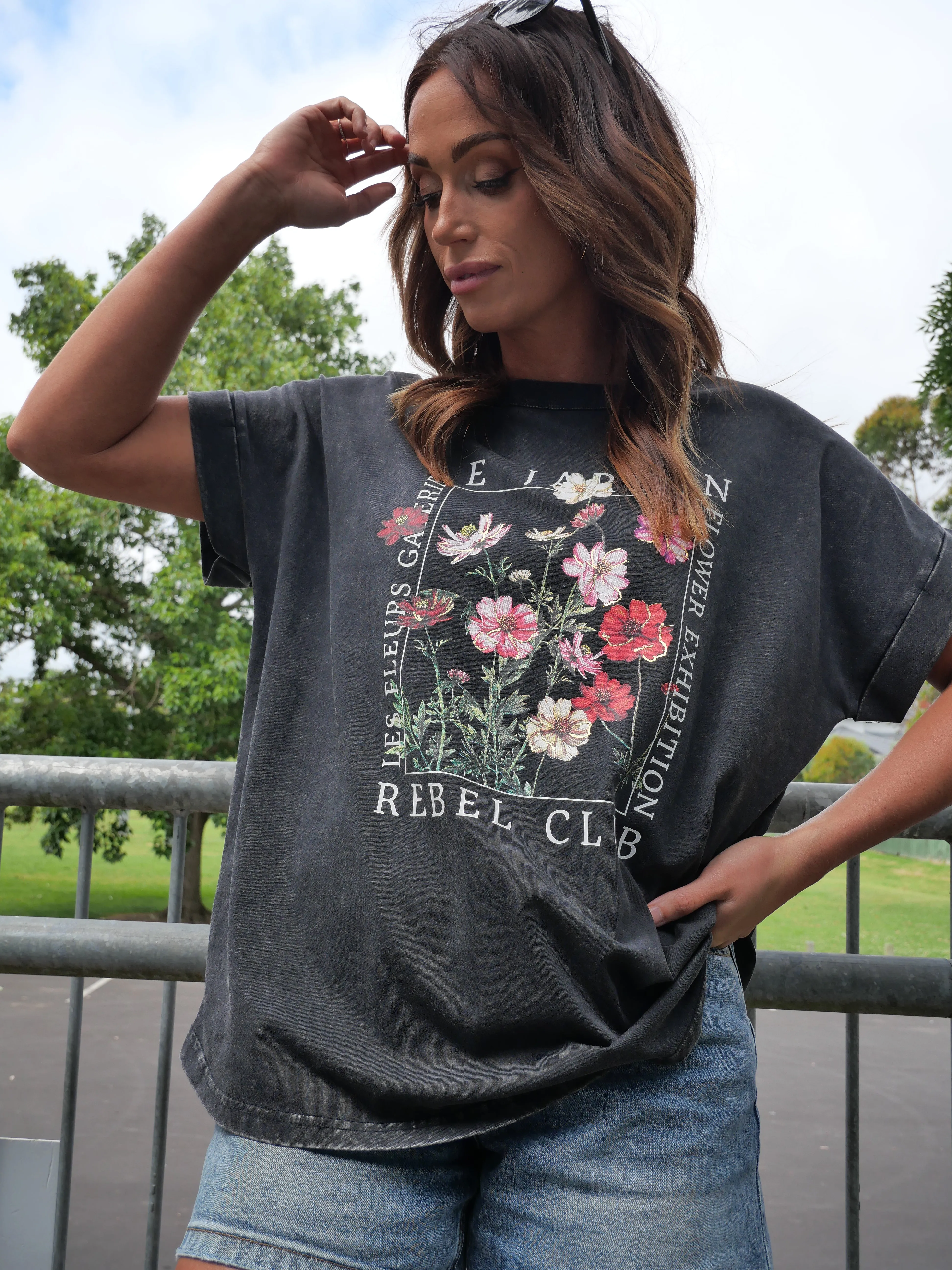 Rebel Club Le Jardin Cap Sleeve Tee Acid Black sold by Shine On product image thumbnail 5