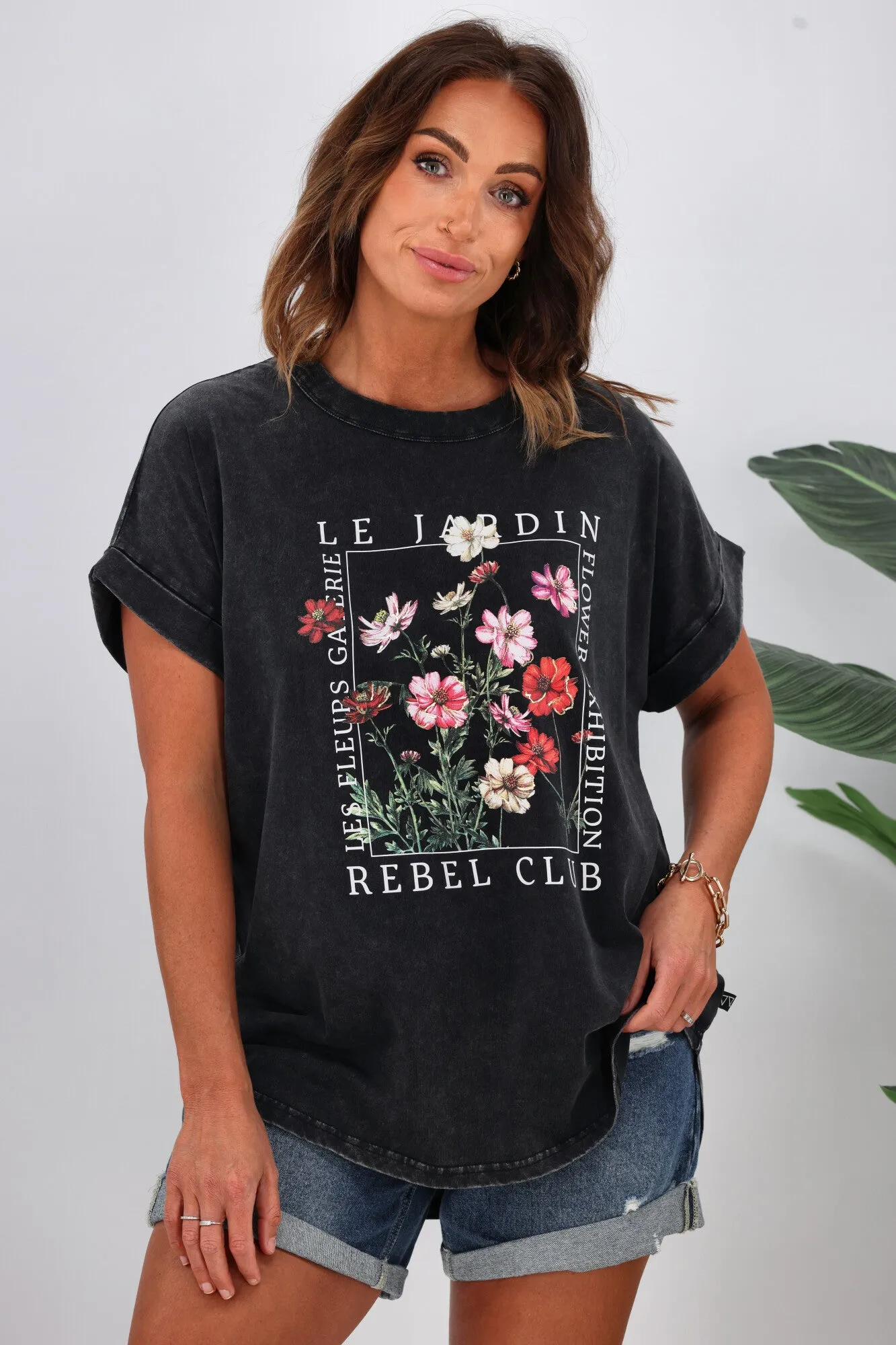 Rebel Club Le Jardin Cap Sleeve Tee Acid Black sold by Shine On product image thumbnail 3