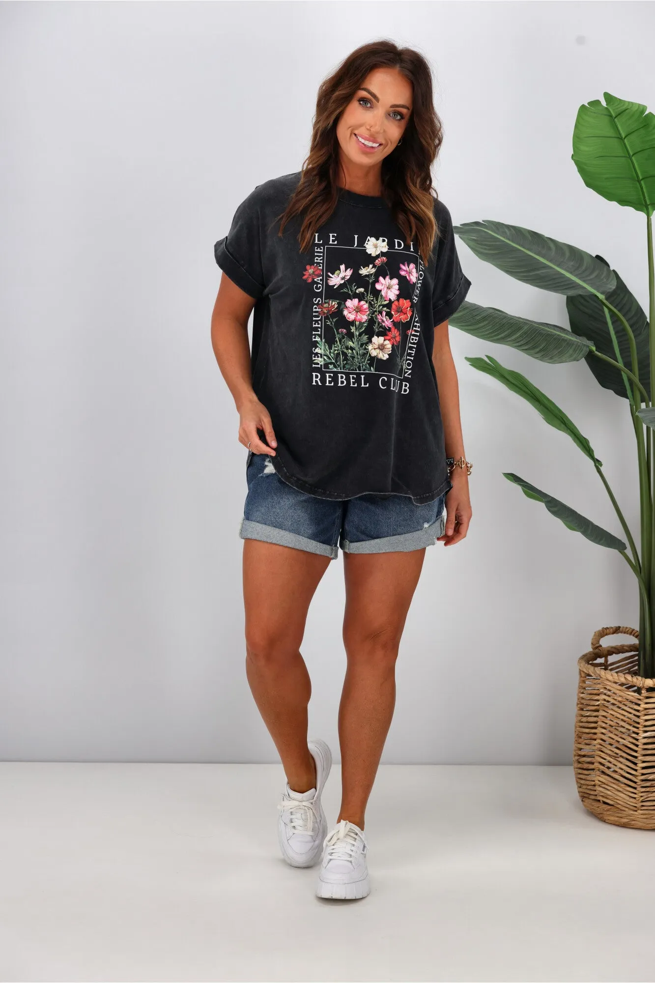 Rebel Club Le Jardin Cap Sleeve Tee Acid Black sold by Shine On product image thumbnail 4