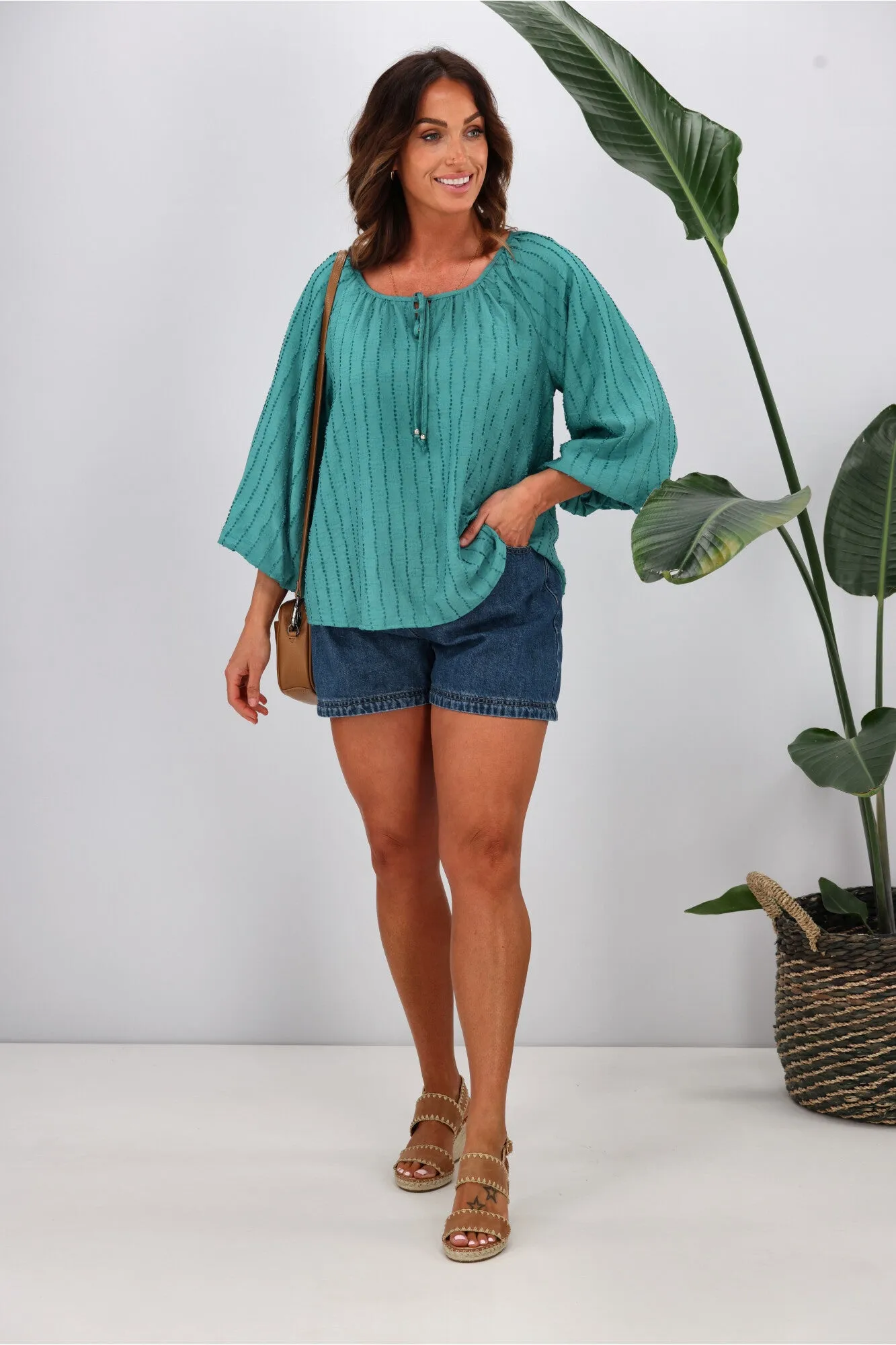 Shine On Label Penelope Puff Sleeve Blouse Teal sold by Shine On product image thumbnail 4