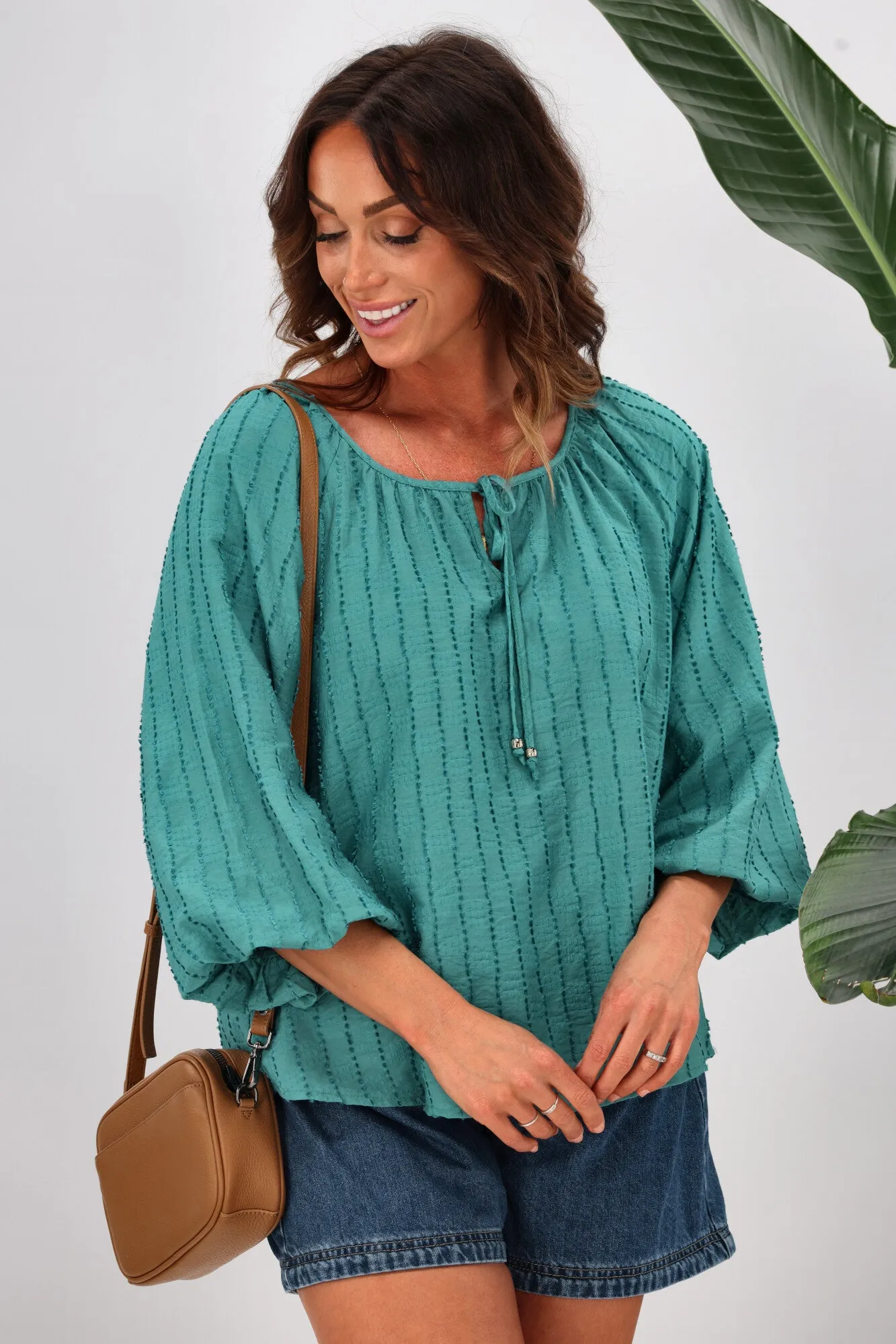 Shine On Label Penelope Puff Sleeve Blouse Teal sold by Shine On product image thumbnail 2