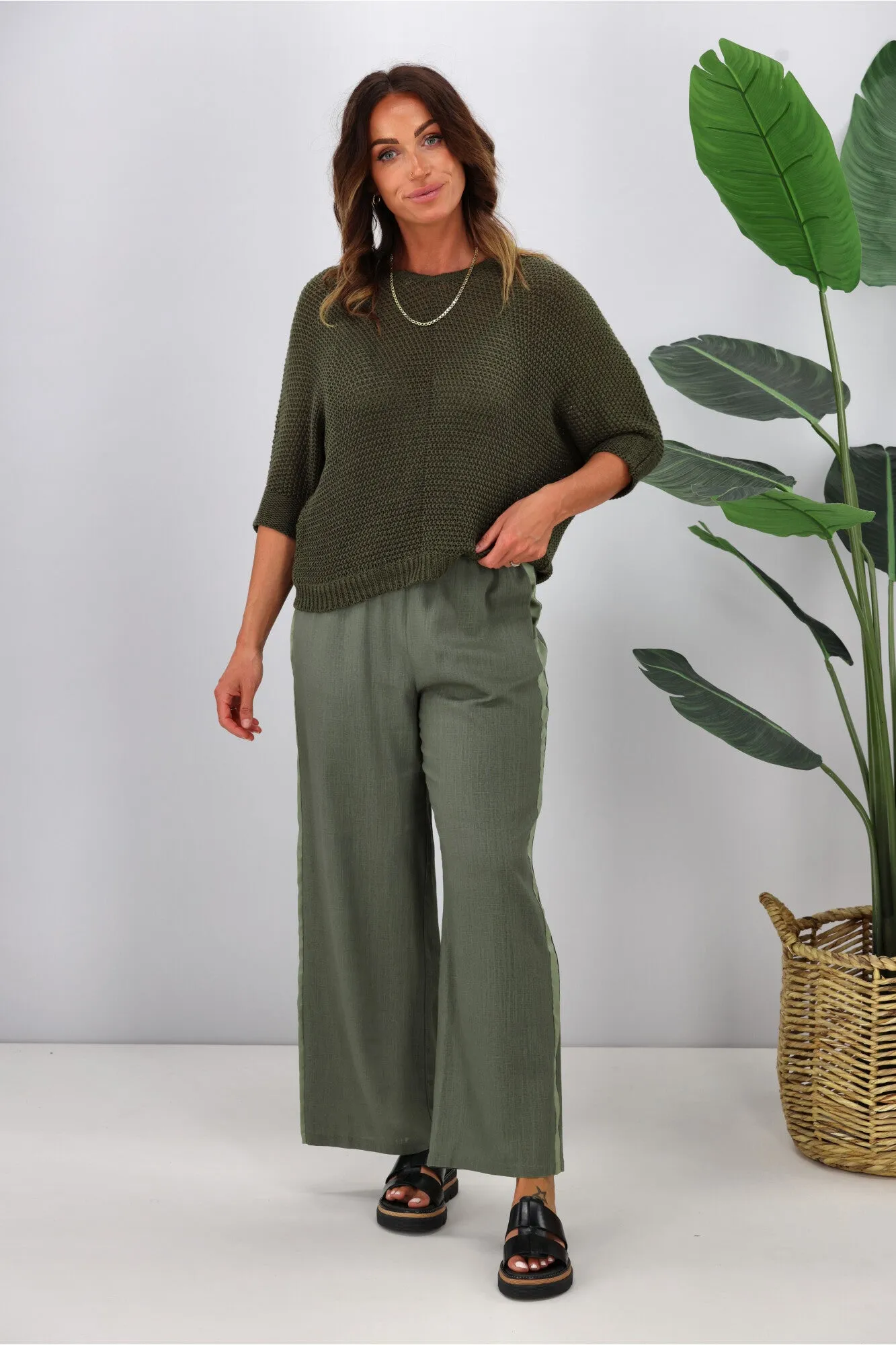 Jane James Lila Lurex Knit Top Olive Preorder Late January sold by Shine On product image thumbnail 3