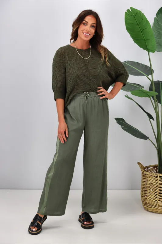 Jane James Lila Lurex Knit Top Olive Preorder Late January sold by Shine On