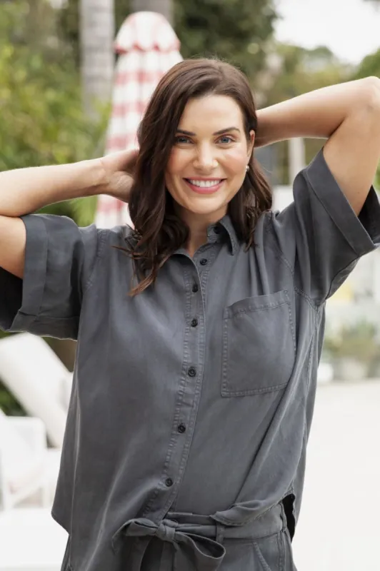 Elm Bliss Washed Shirt Washed Black sold by Shine On