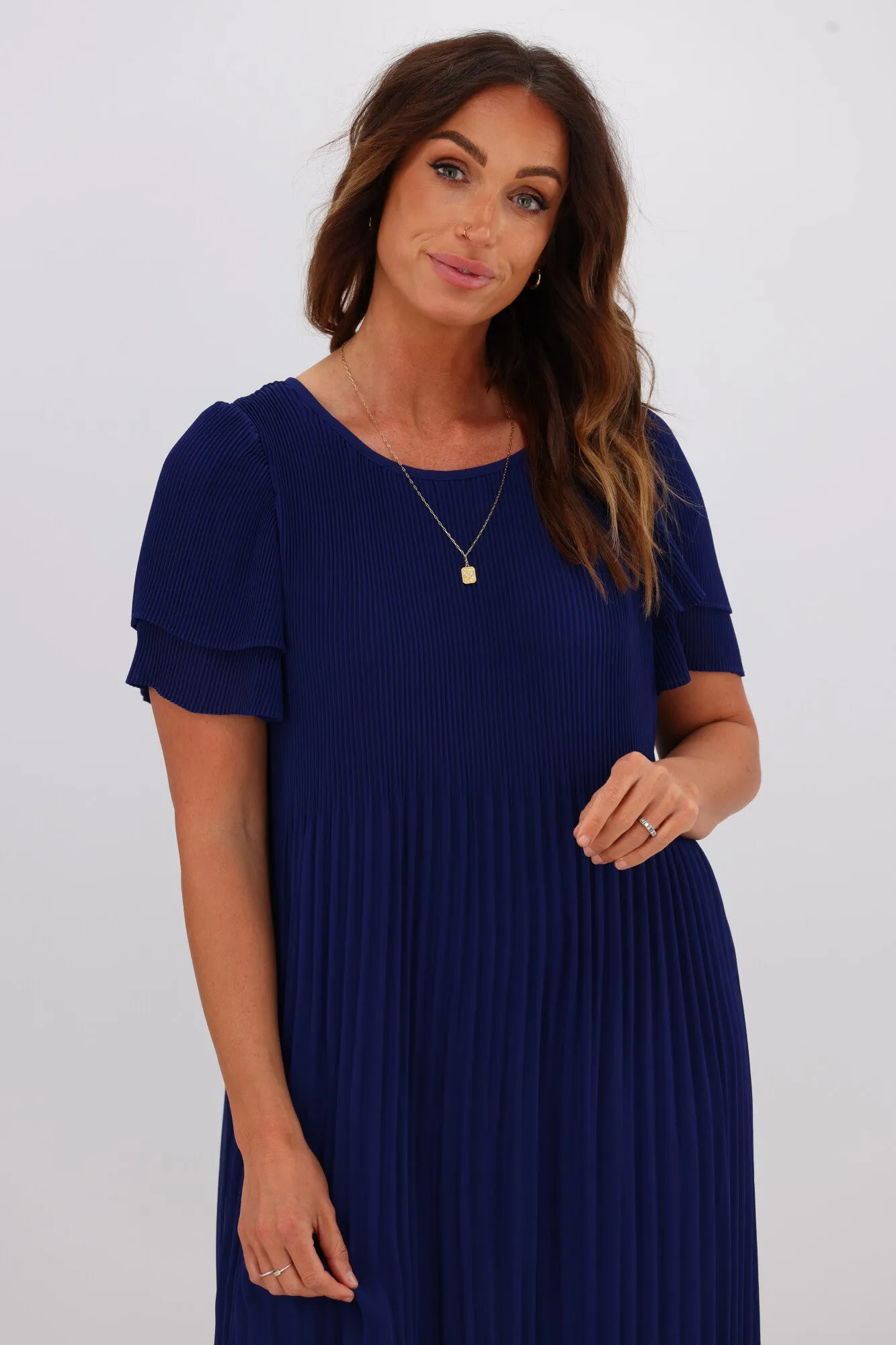 Gloss by Shine On Alberta Pleated Shift Dress Blue sold by Shine On product image thumbnail 2