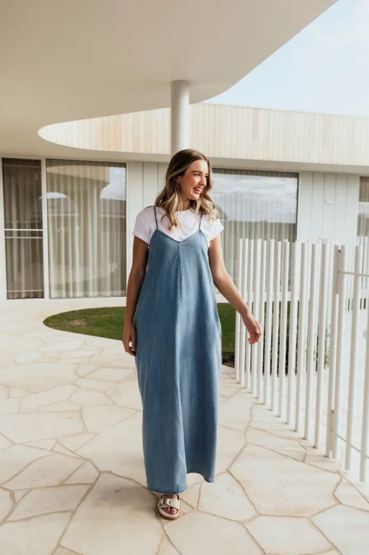 Foxwood Roma Denim Dress Mid Blue sold by Shine On