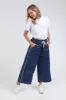 Elm Greta Wide Leg Pant with Side Tape Dark Blue Wash sold by Shine On