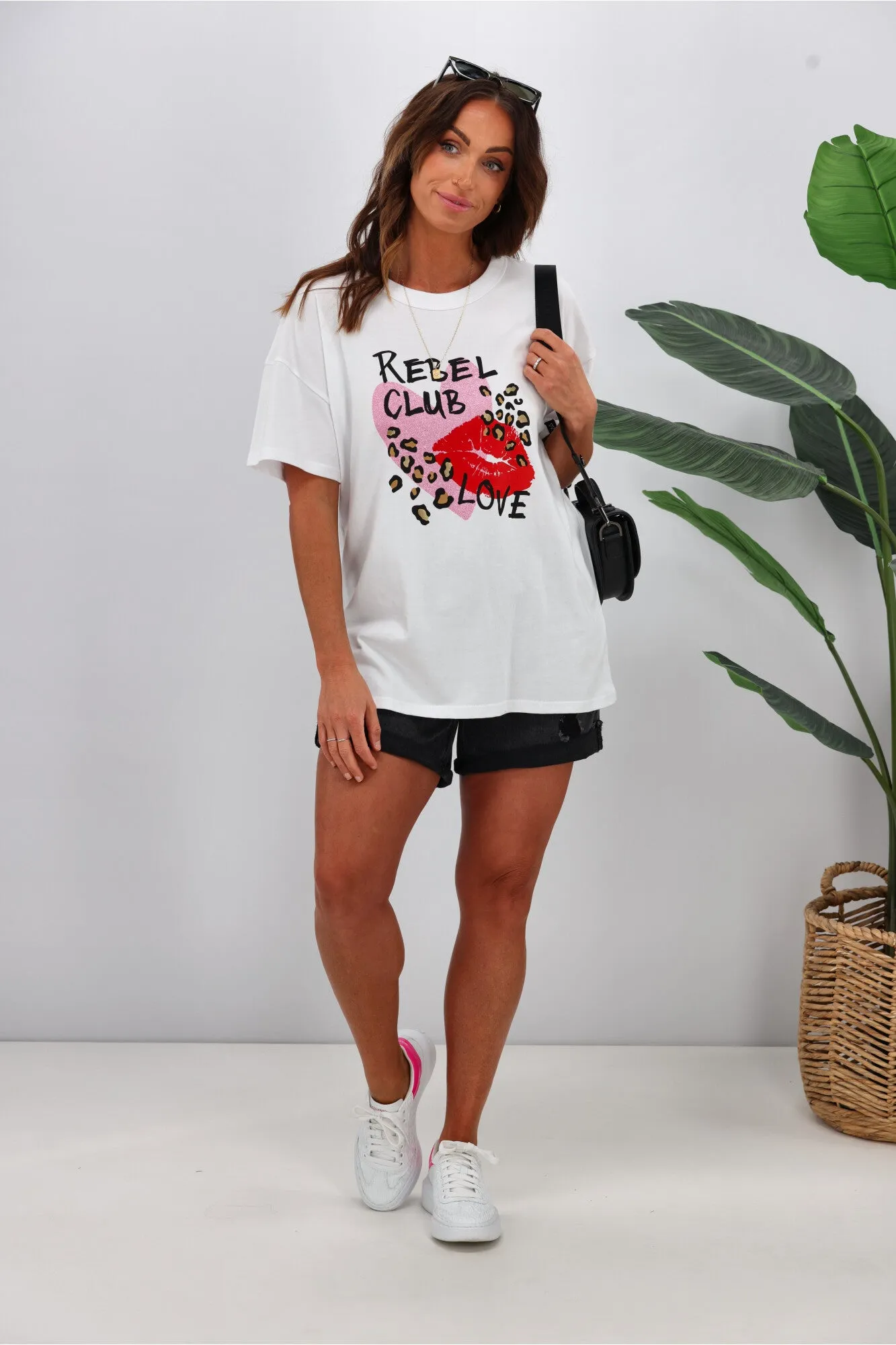 Rebel Club by Shine On Sweetheart Boyfriend Tee White sold by Shine On product image thumbnail 3