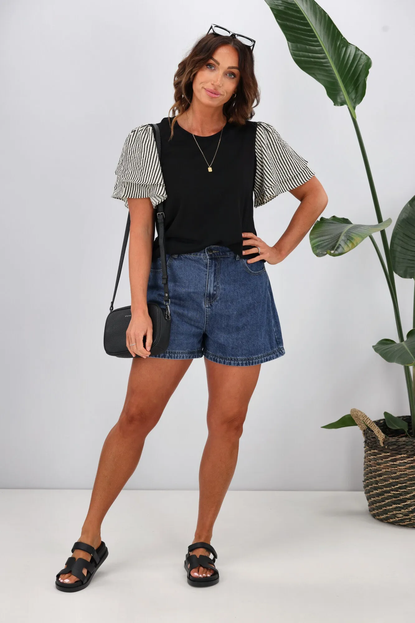 Shine On Label Tilda Stripe Sleeve Top Black sold by Shine On product image thumbnail 5